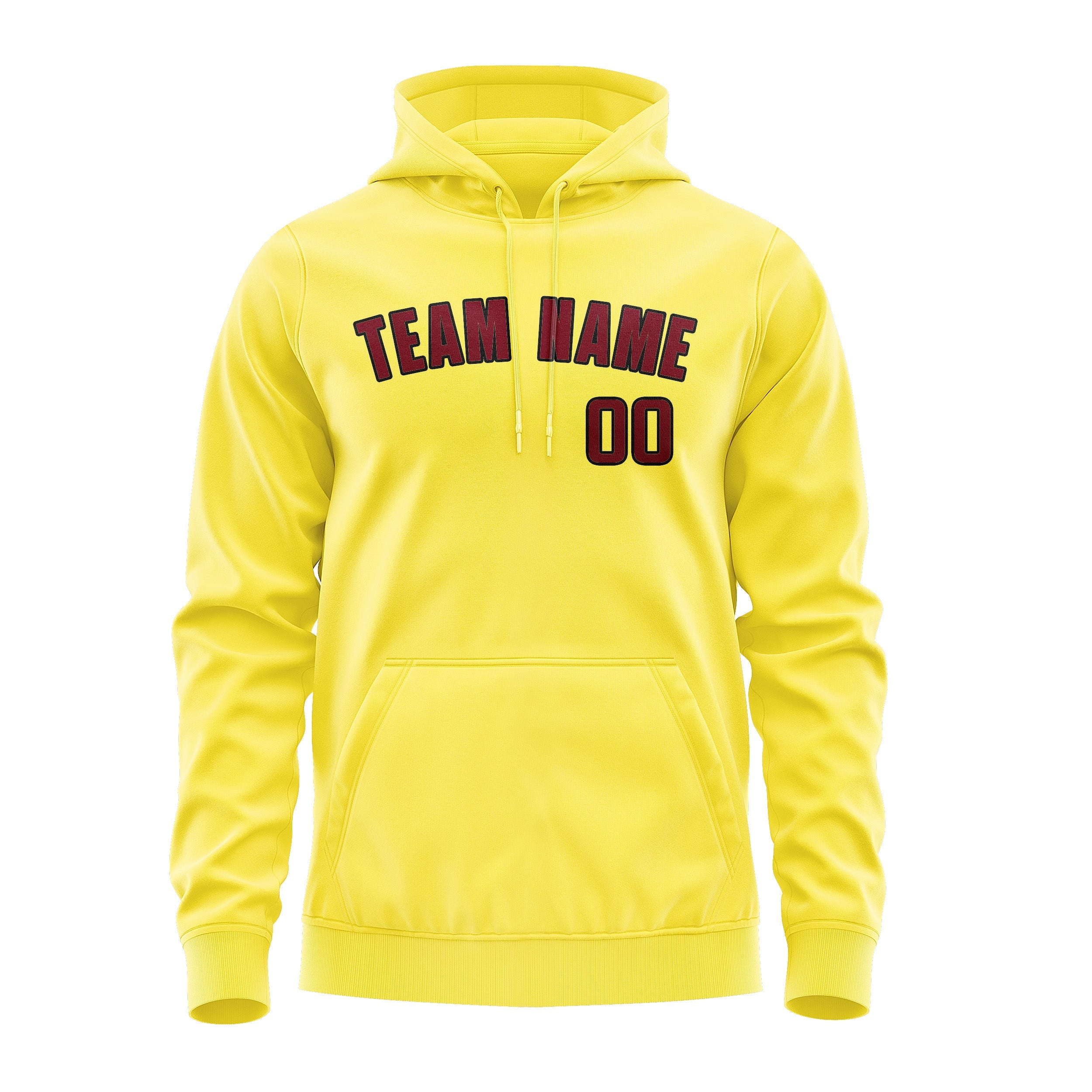 Sweat à capuche personnalisé jaune clair et rouge cramoisi