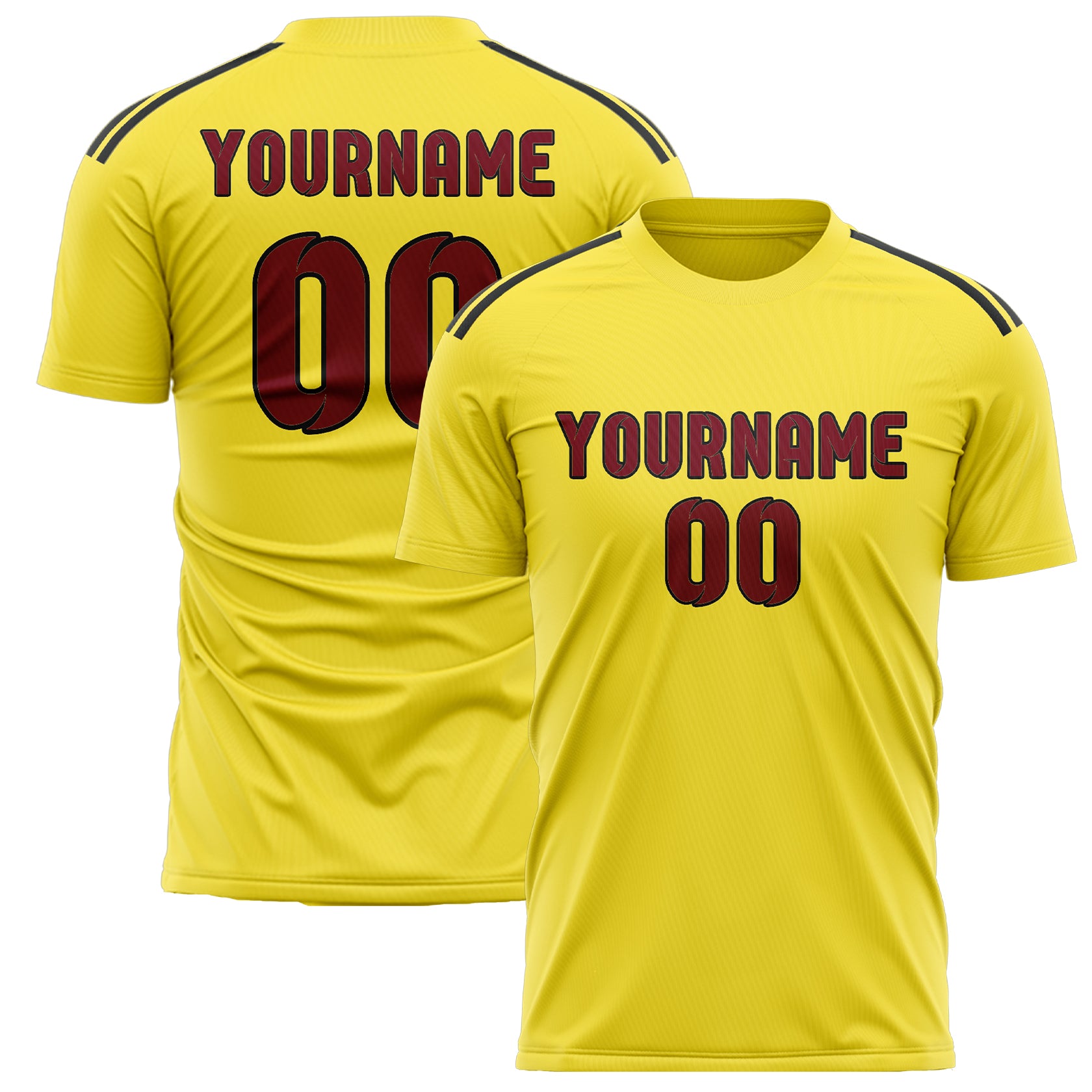 Maillot de football personnalisé jaune clair et rouge cramoisi