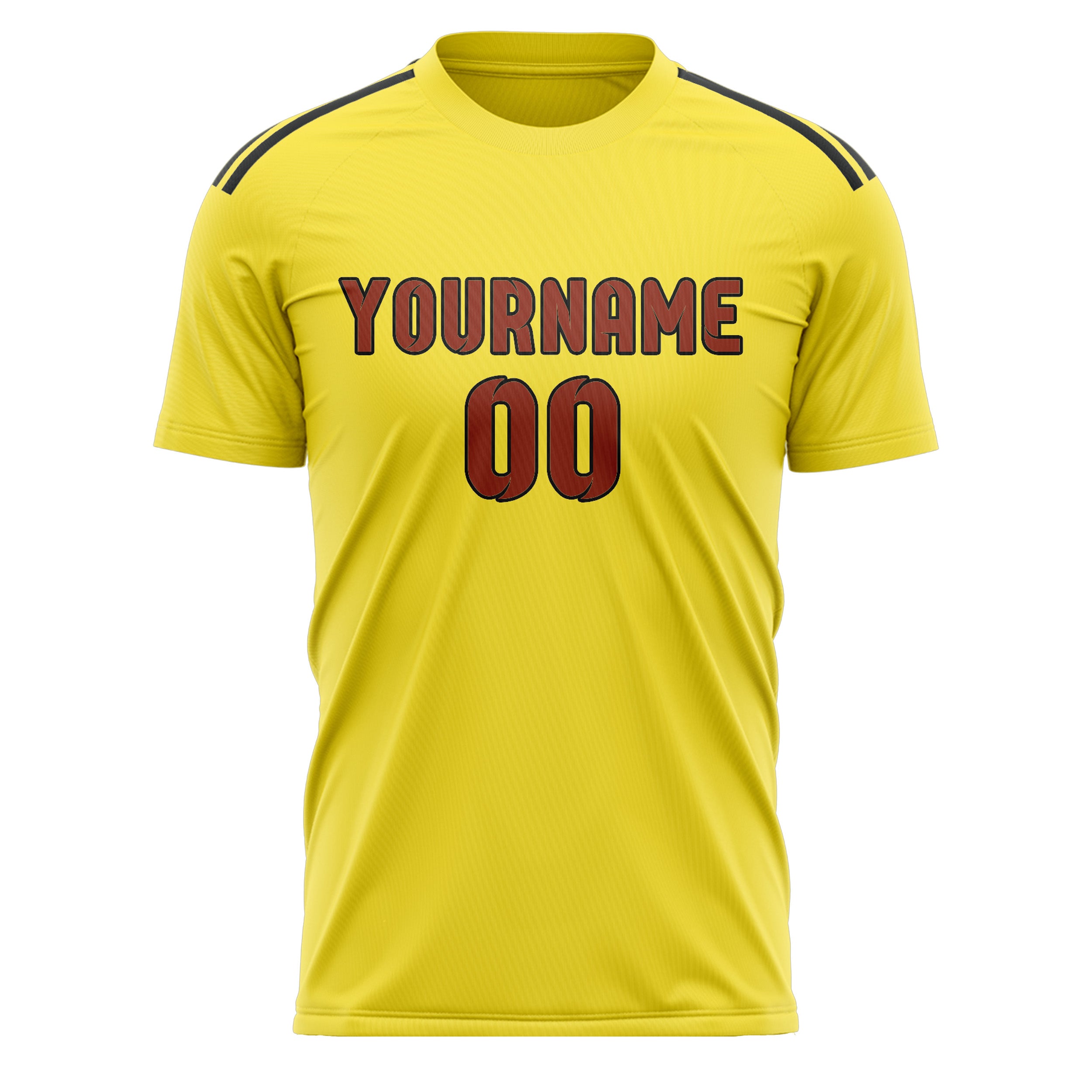 Maillot de football personnalisé jaune clair corail rouge