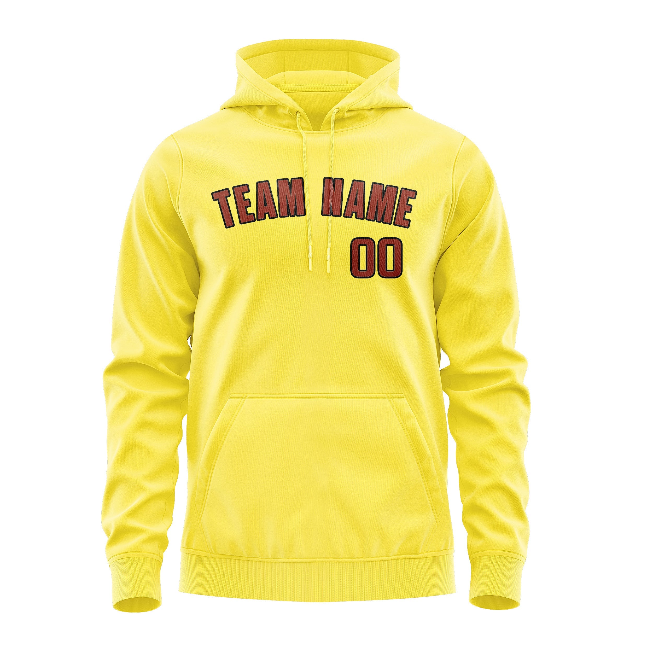 Sweat à capuche personnalisé jaune clair corail rouge 