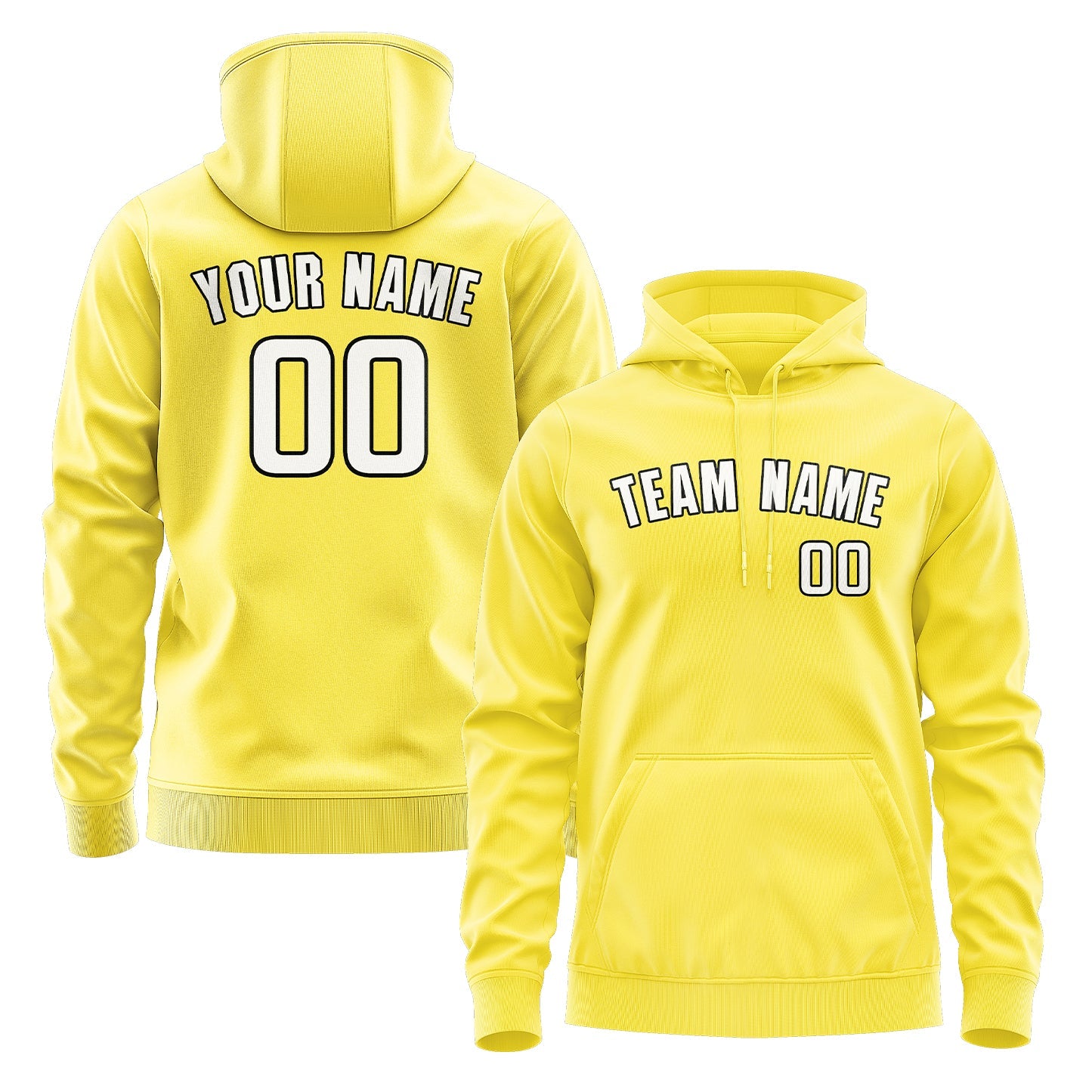 Sweat à capuche personnalisé jaune clair et blanc 