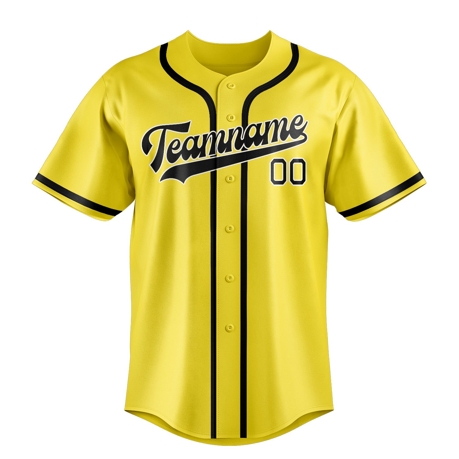 Maillot de baseball personnalisé jaune clair et noir