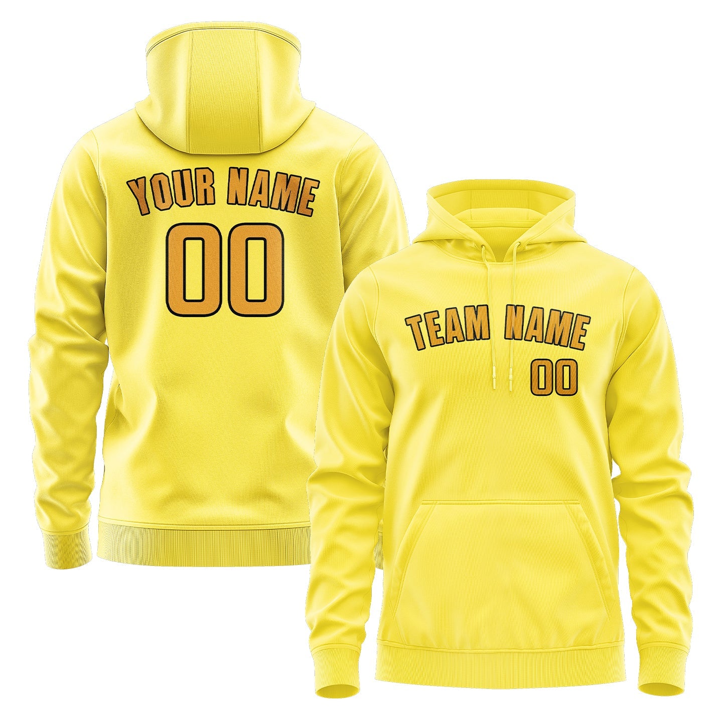 Sweat à capuche jaune clair personnalisé 