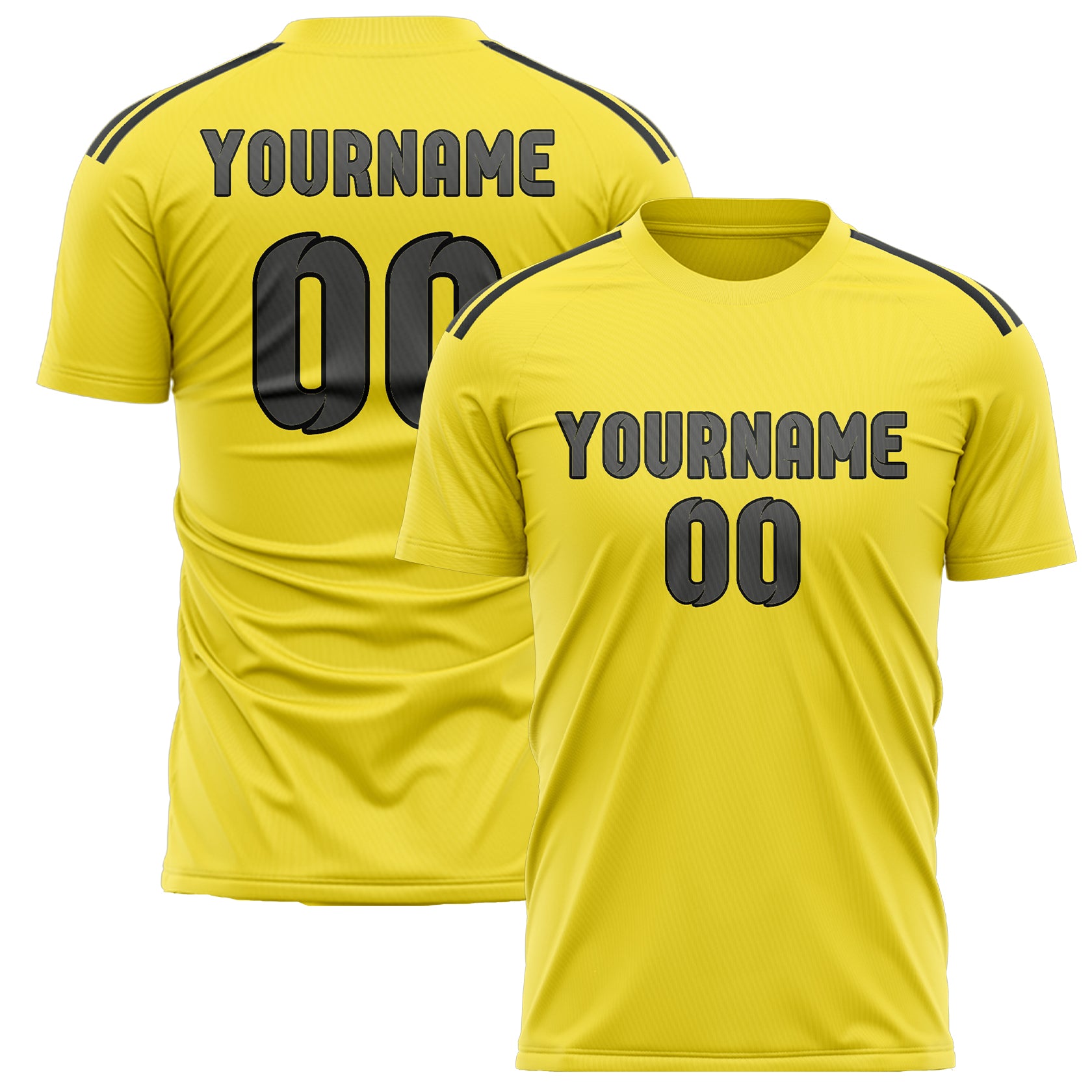Maillot de football personnalisé jaune clair et gris foncé
