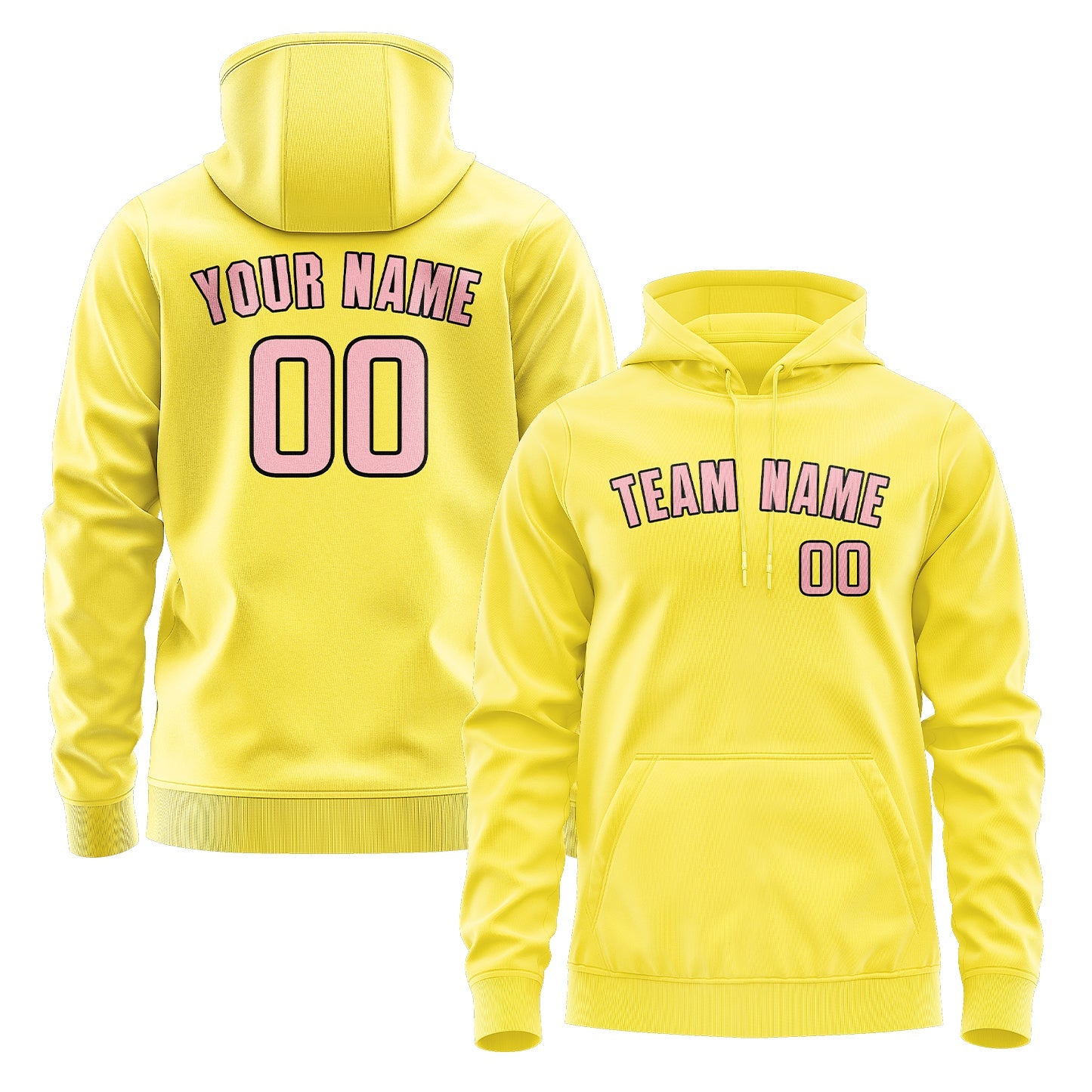 Sweat à capuche personnalisé jaune clair et rose clair 