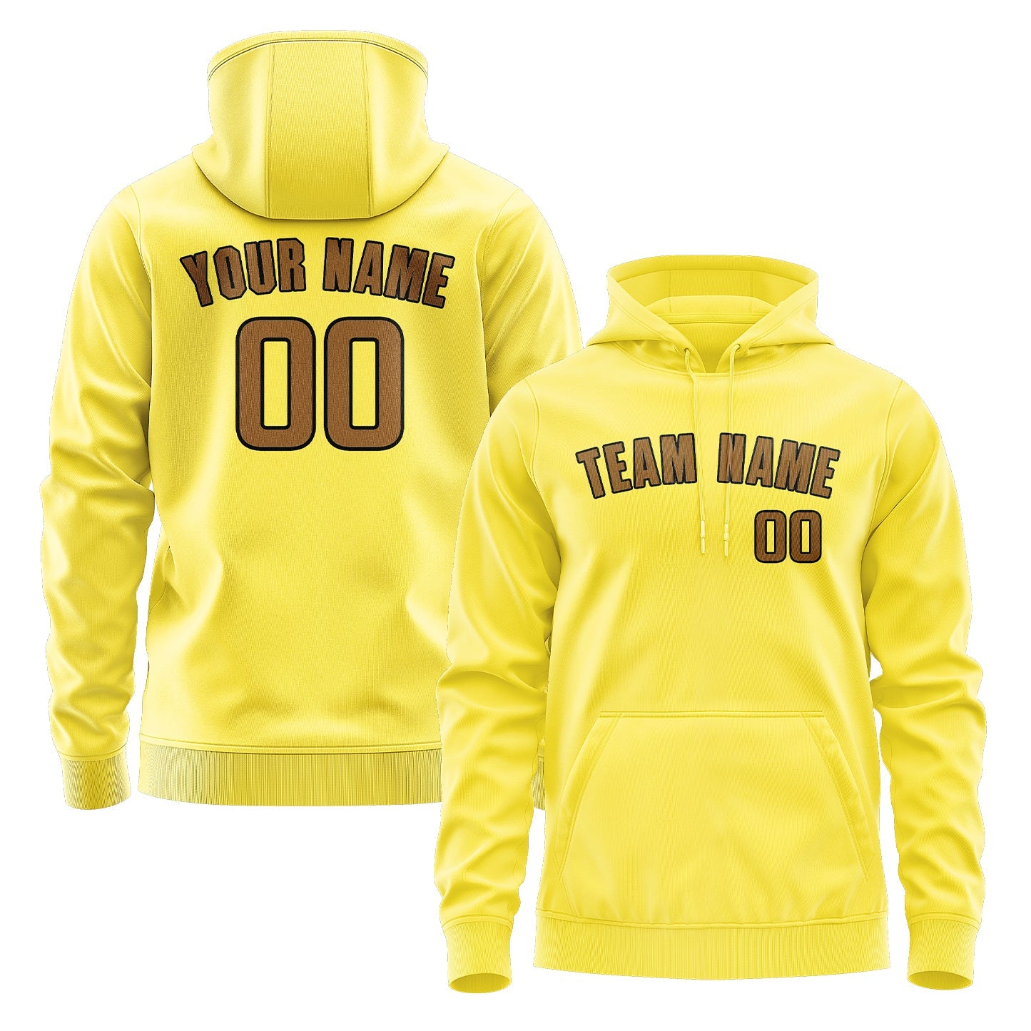 Sweat à capuche kaki jaune clair personnalisé 