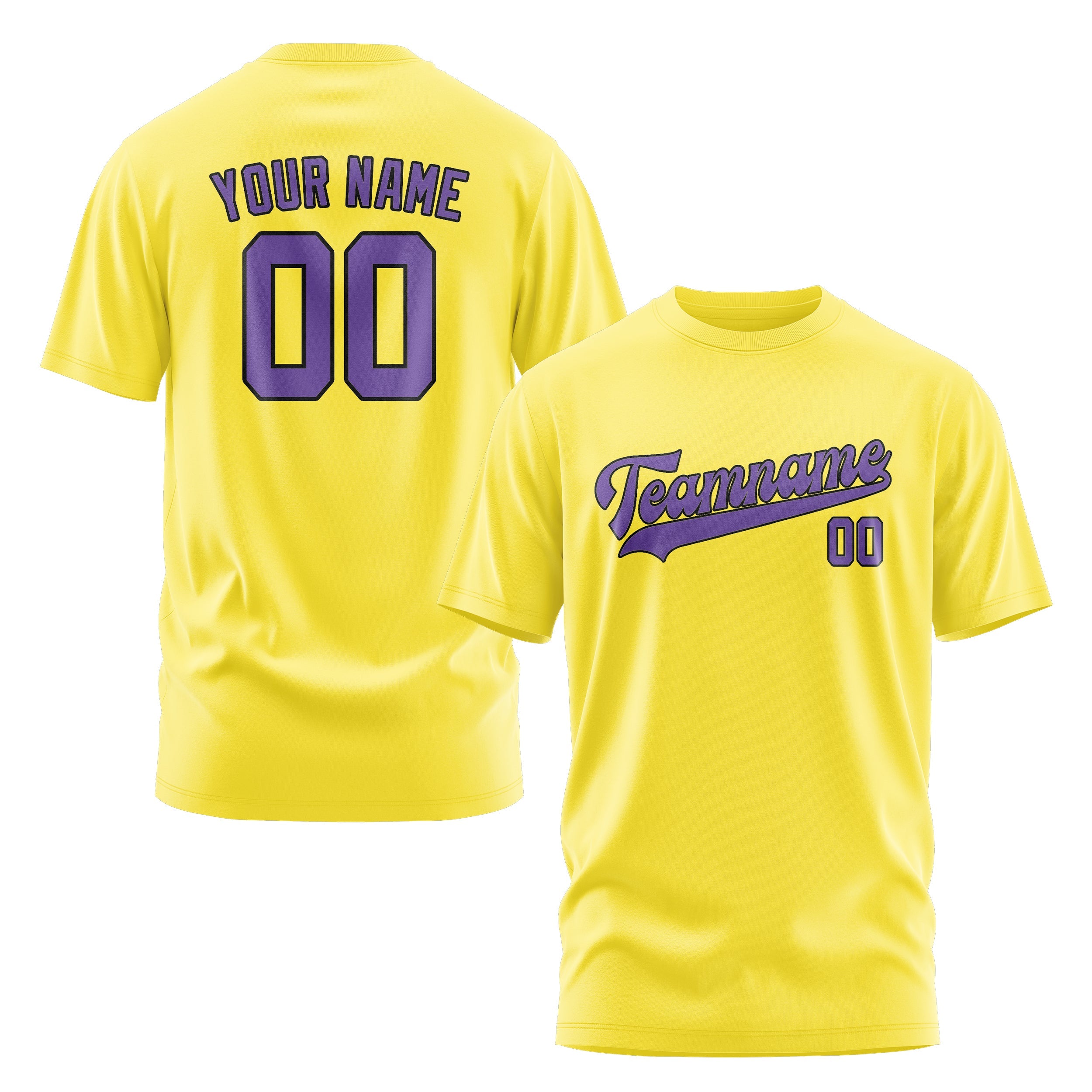 T-shirt personnalisé jaune clair et violet clair