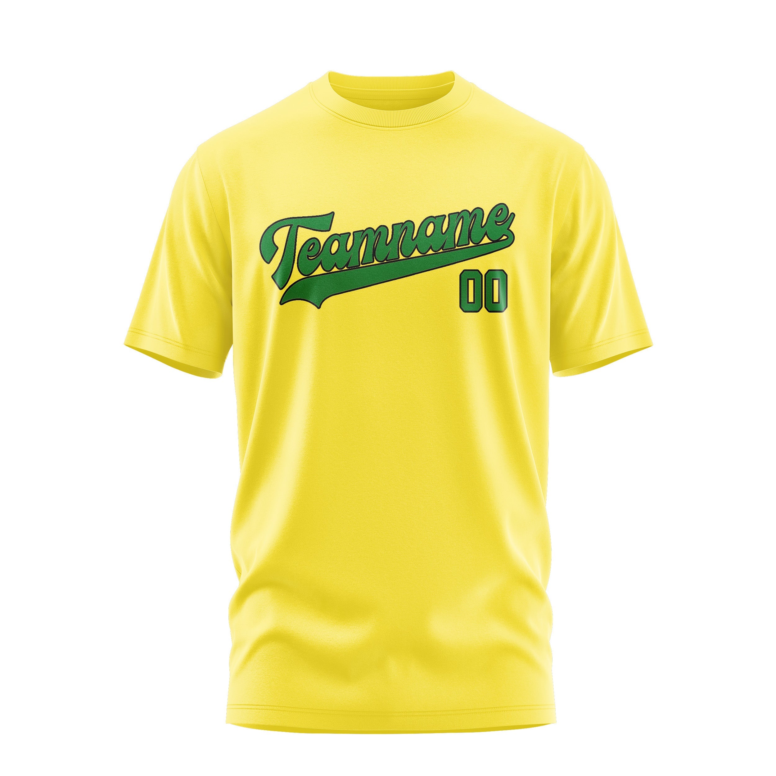 T-shirt personnalisé jaune clair et vert émeraude