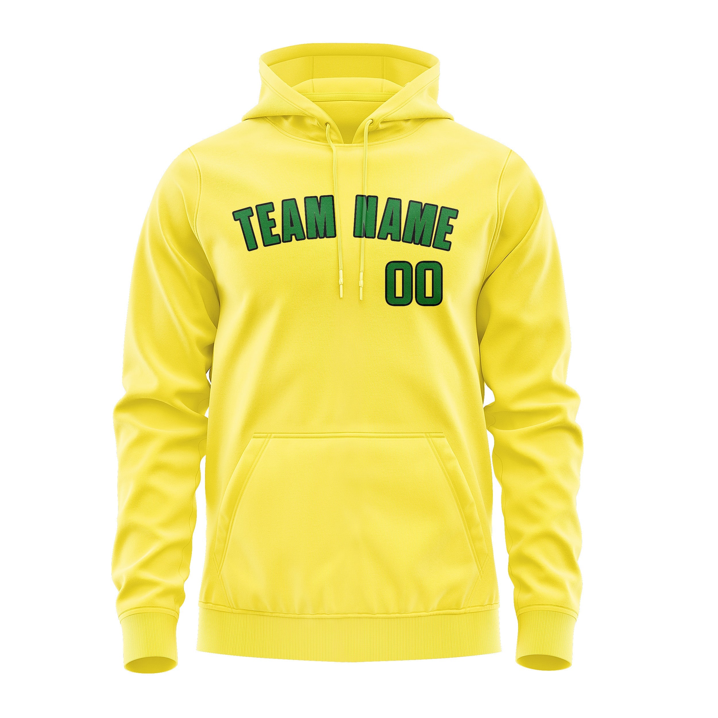 Sweat à capuche personnalisé jaune clair et vert émeraude 