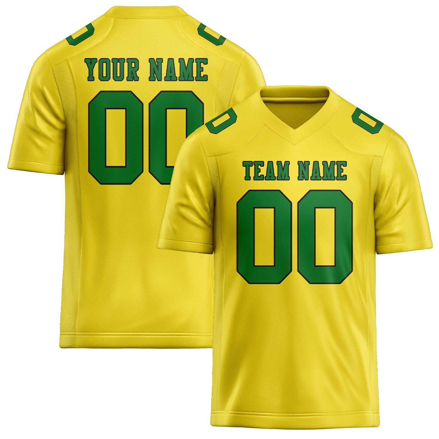 Maillot de football personnalisé jaune clair et vert émeraude