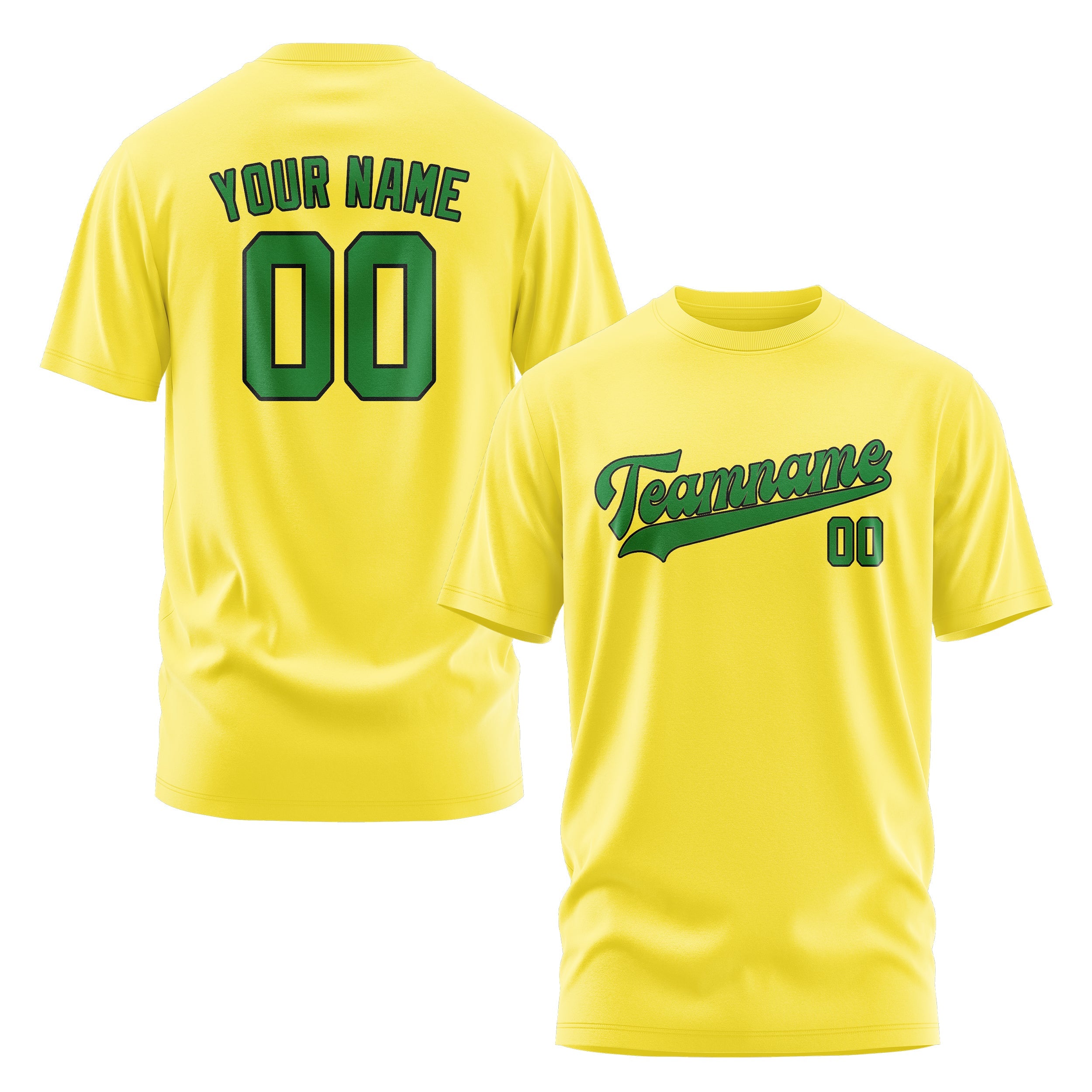 T-shirt personnalisé jaune clair et vert émeraude