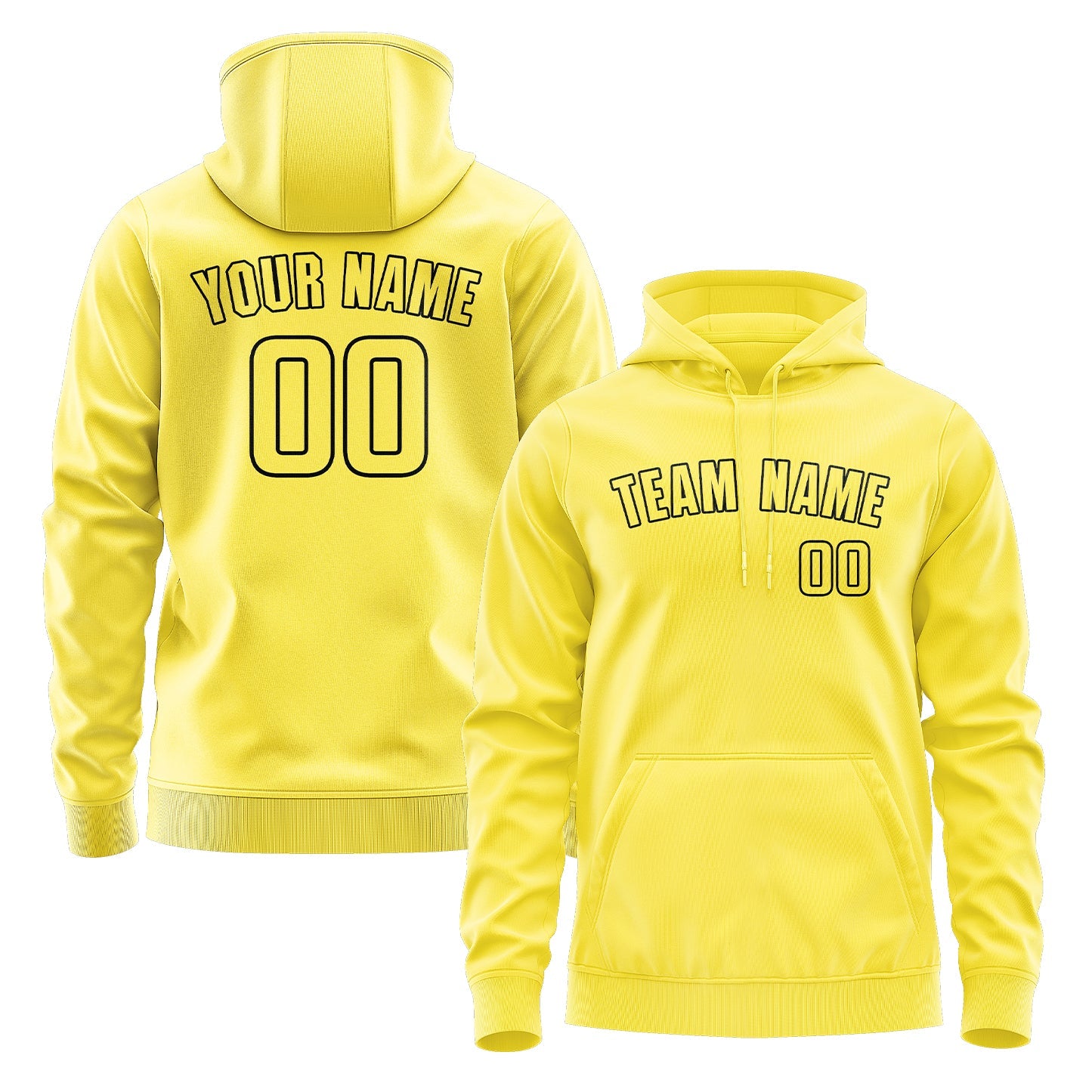 Sweat à capuche jaune clair personnalisé