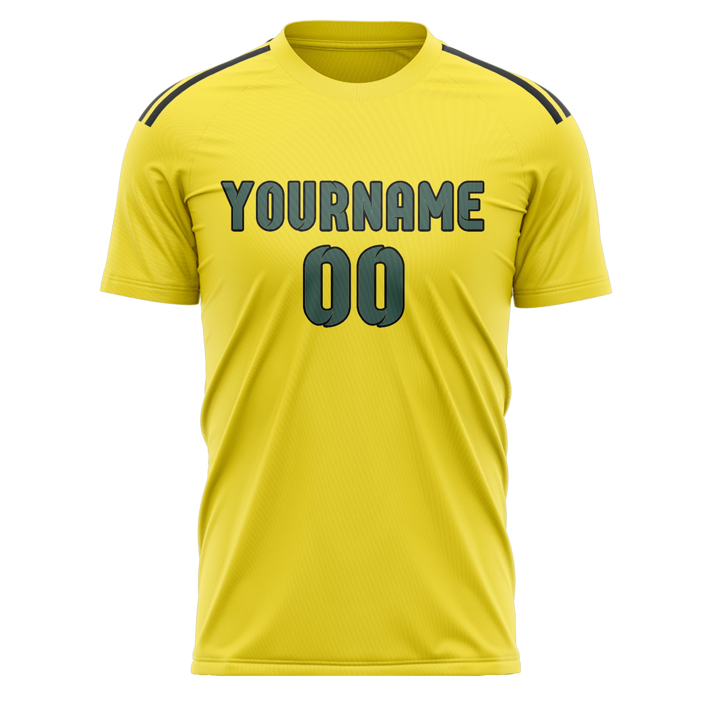 Maillot de football personnalisé jaune clair, bleu et vert
