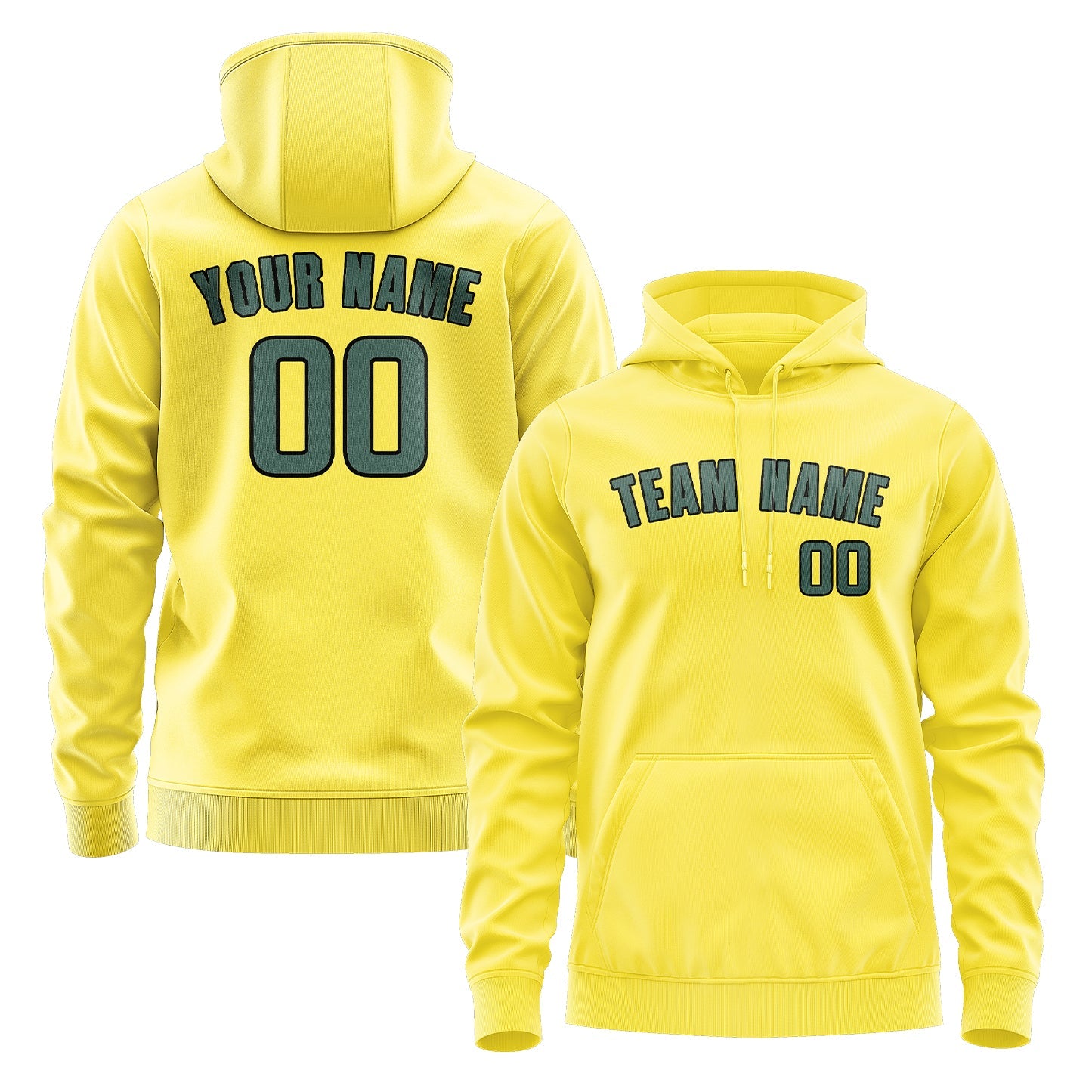 Sweat à capuche personnalisé jaune clair, bleu et vert 