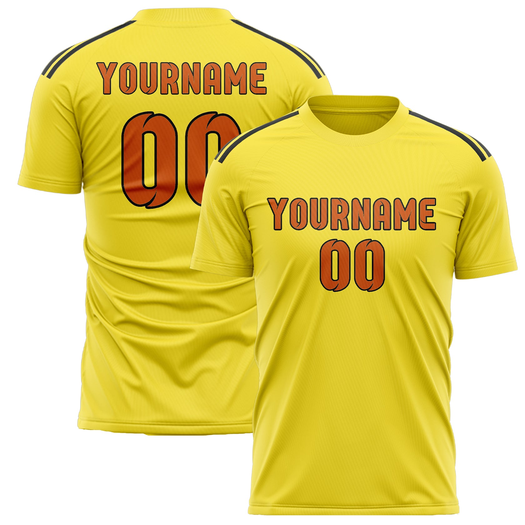 Maillot de football personnalisé jaune clair orange