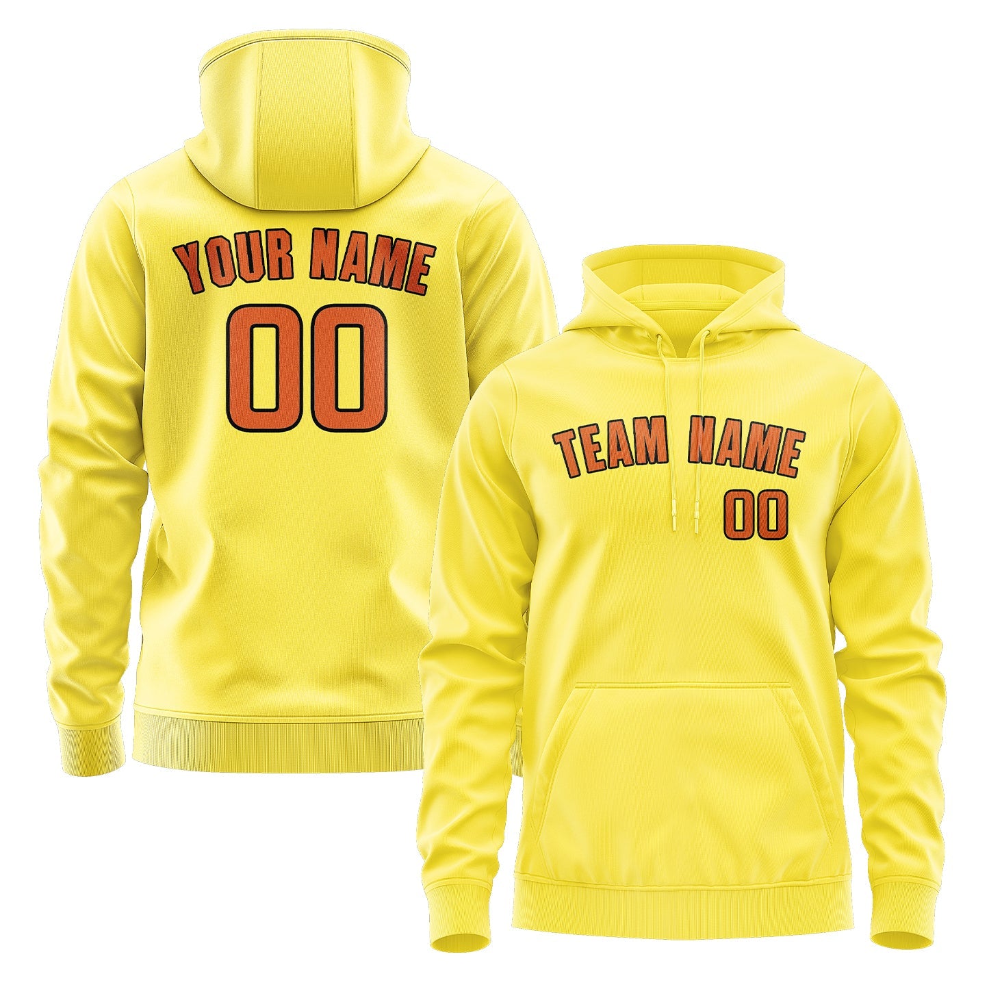 Sweat à capuche personnalisé jaune clair orange 
