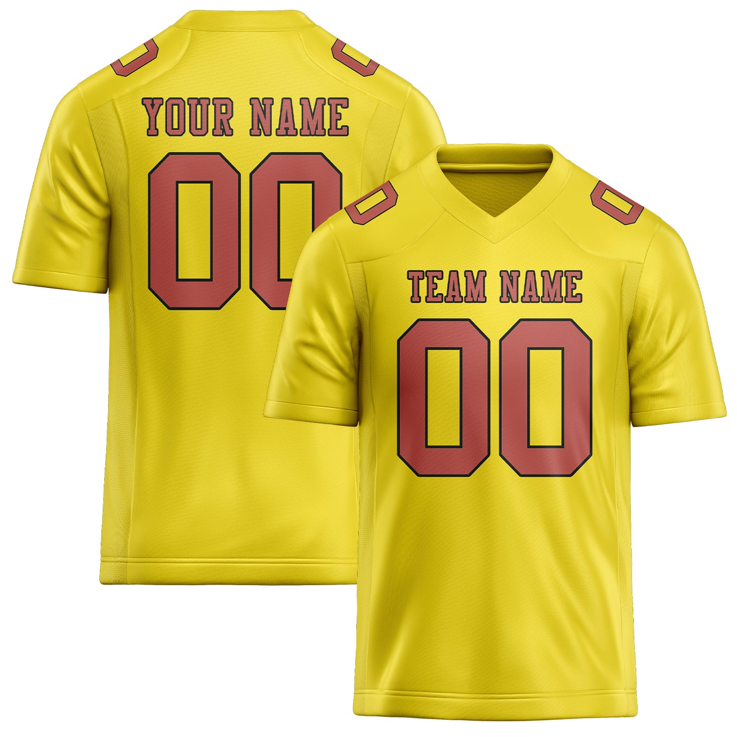 Maillot de football personnalisé jaune clair et rose cuivrée