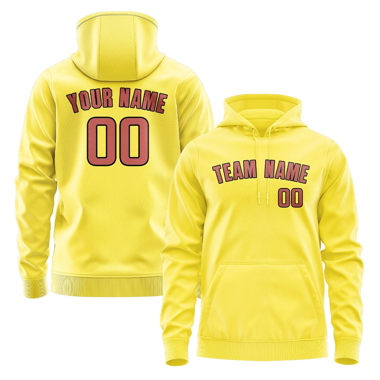 Sweat à capuche personnalisé jaune clair cuivré rose 