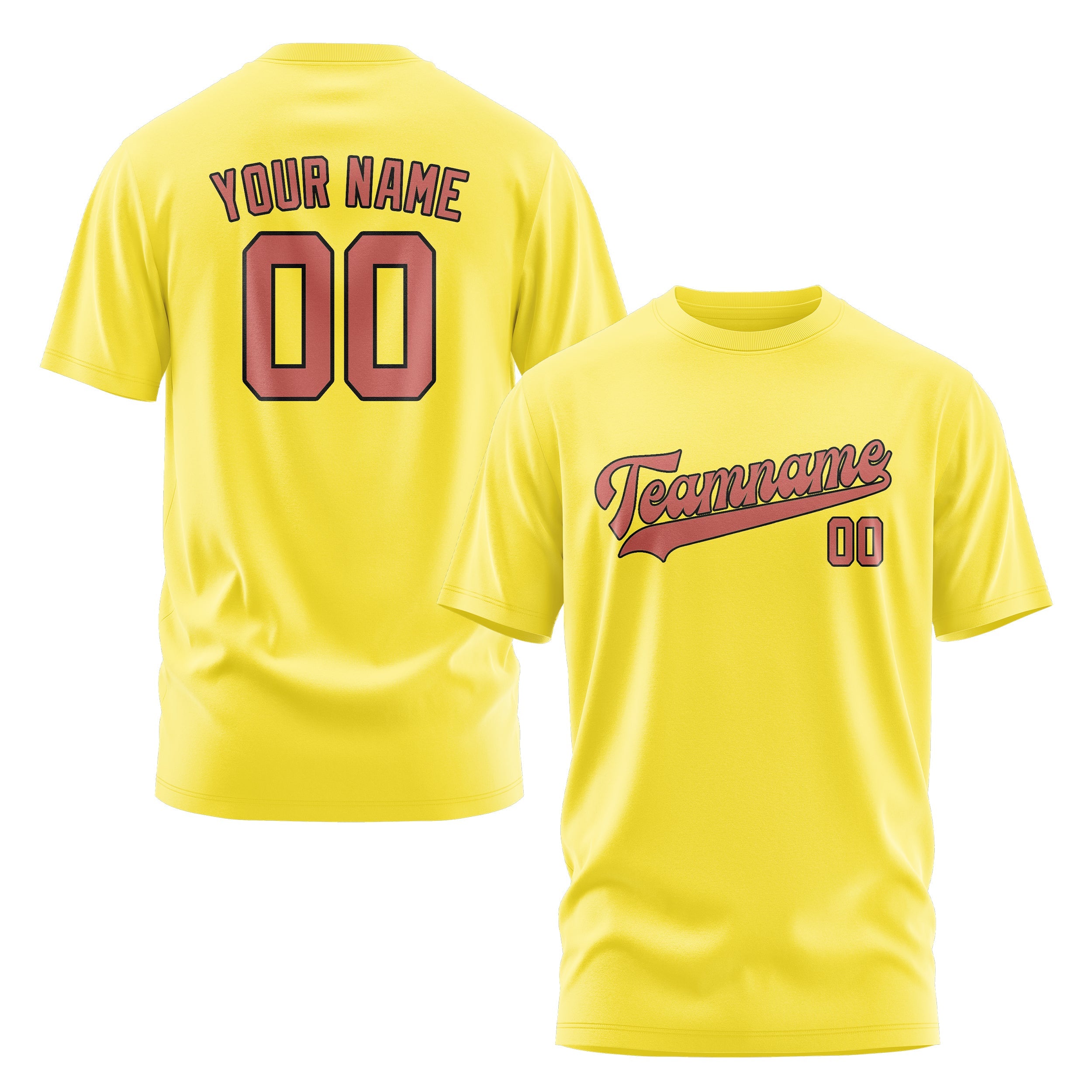 T-shirt personnalisé rose cuivrée jaune clair