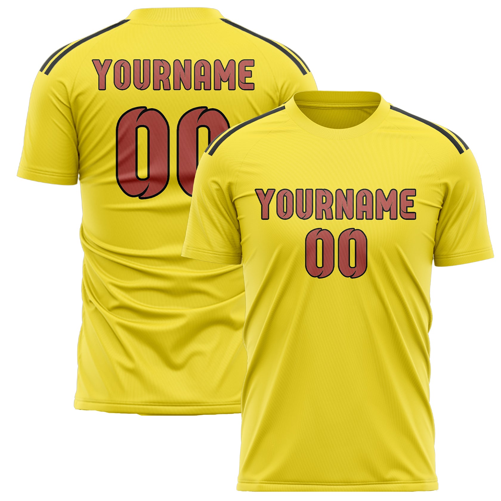 Maillot de football personnalisé jaune clair et rose cuivrée