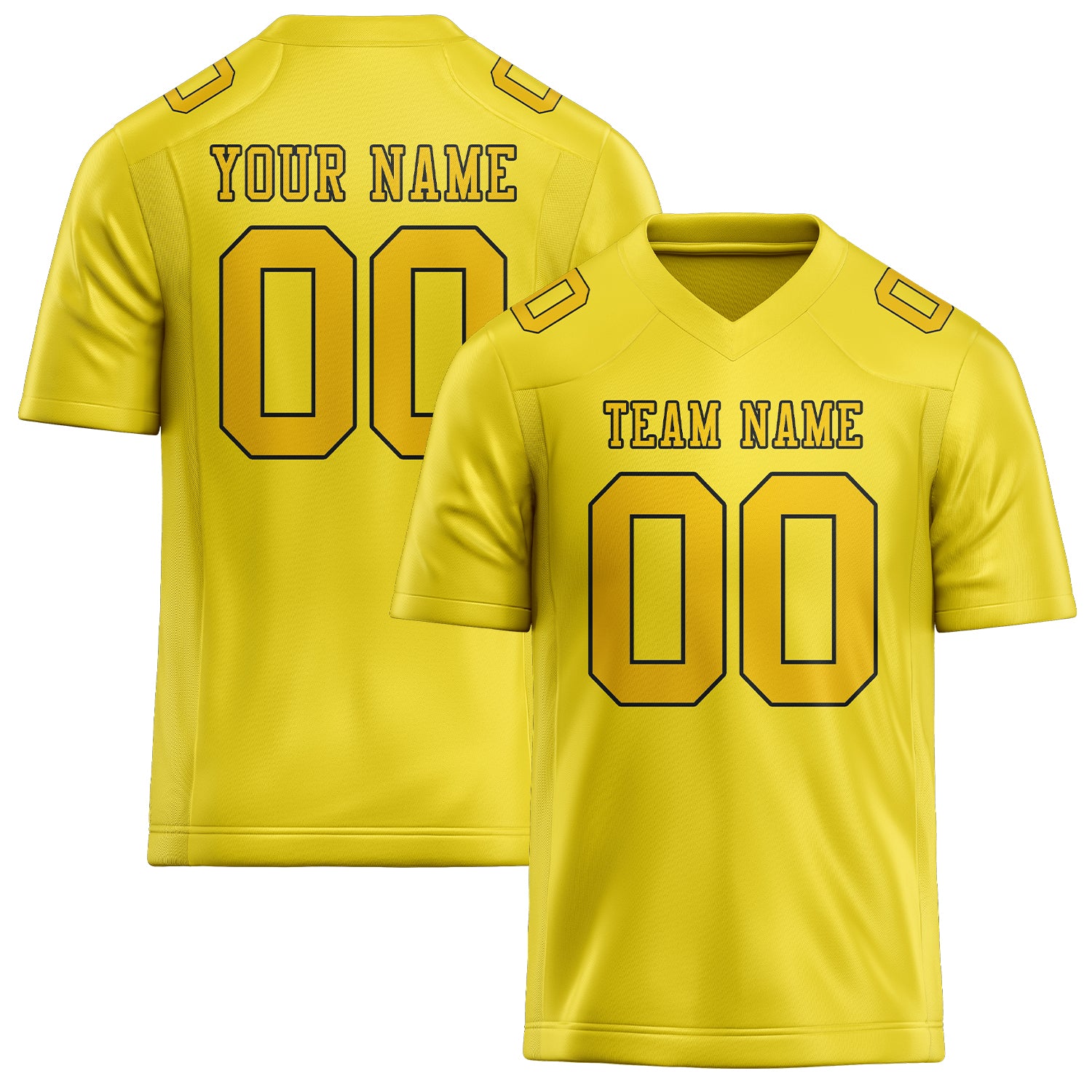 Maillot de football personnalisé jaune clair et or