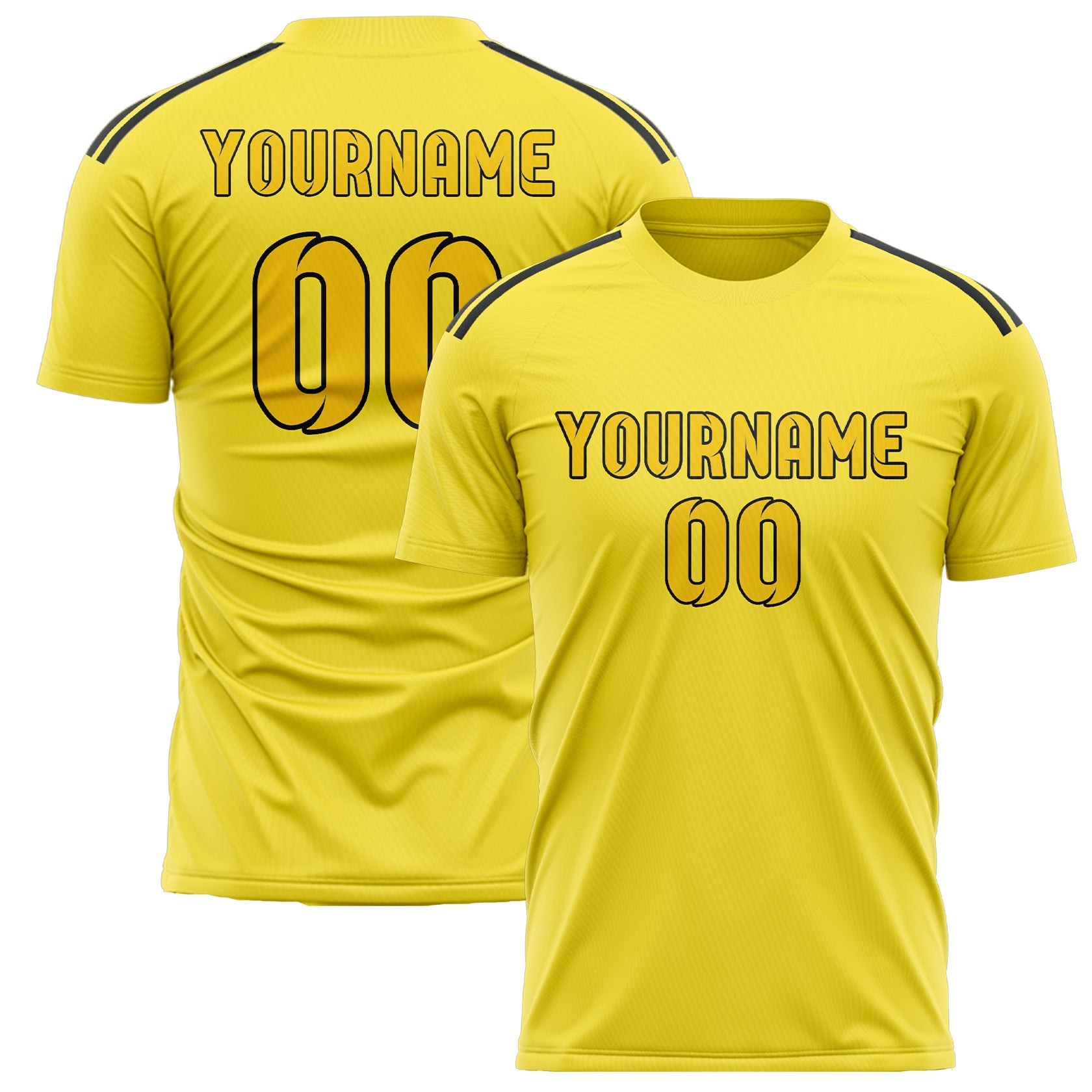 Maillot de football personnalisé jaune clair et or