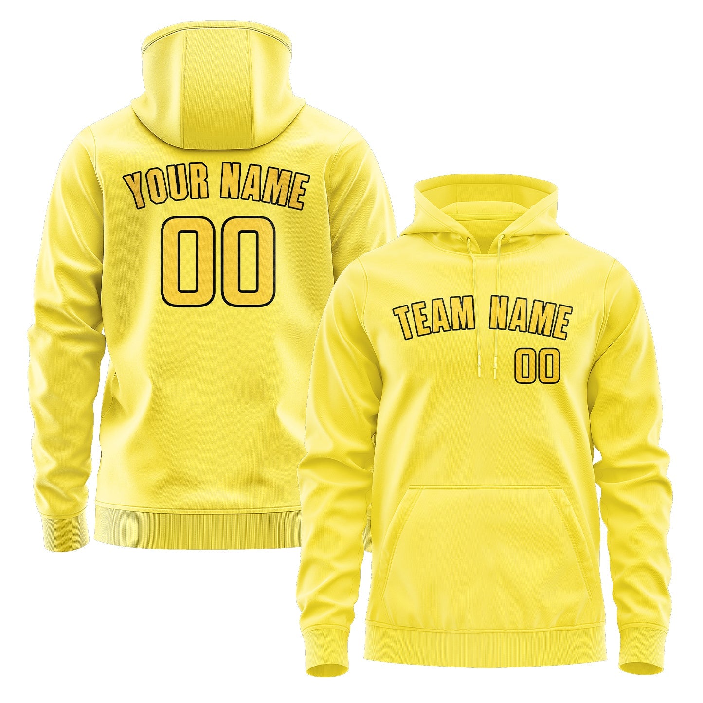 Sweat à capuche jaune clair doré personnalisé 