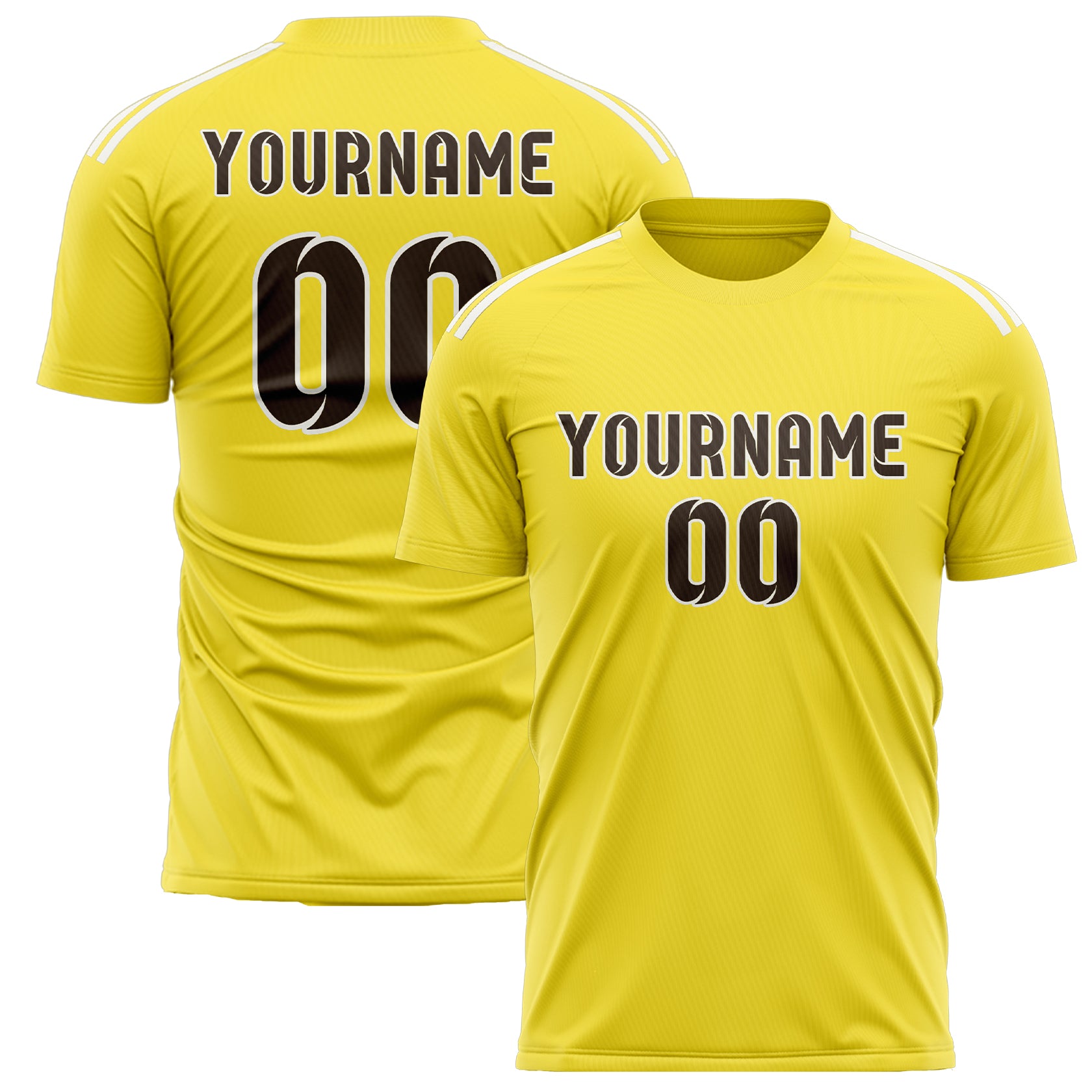 Maillot de football personnalisé jaune clair et marron