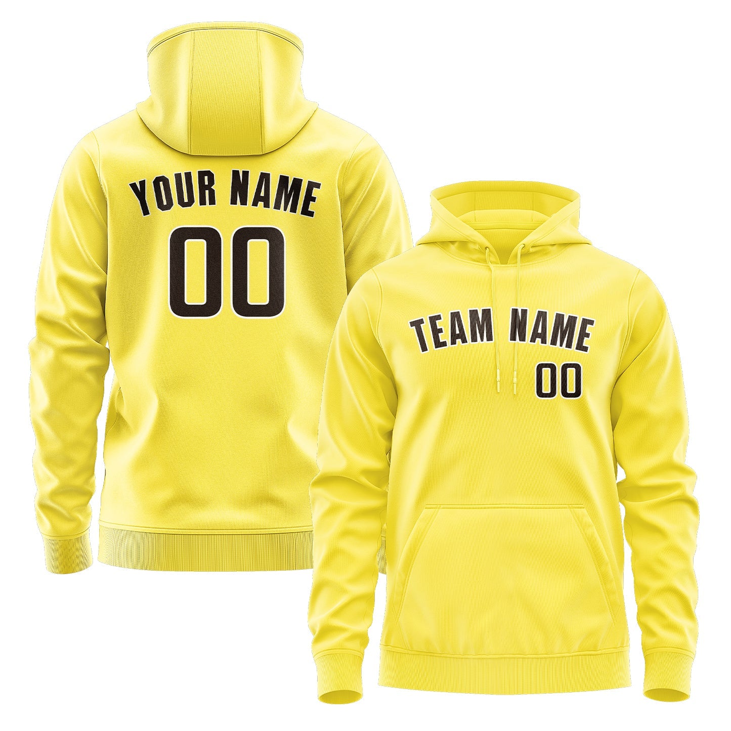 Sweat à capuche personnalisé jaune clair marron 