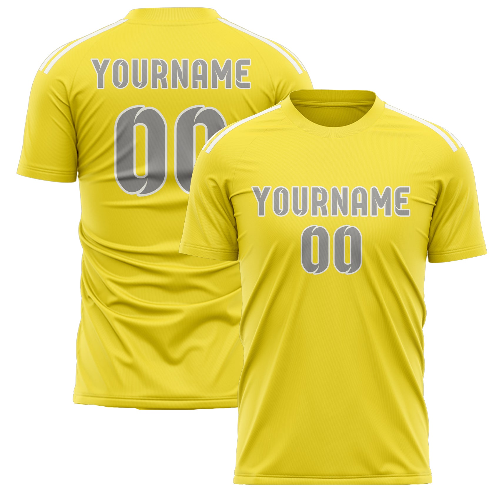 Maillot de football personnalisé jaune clair et gris