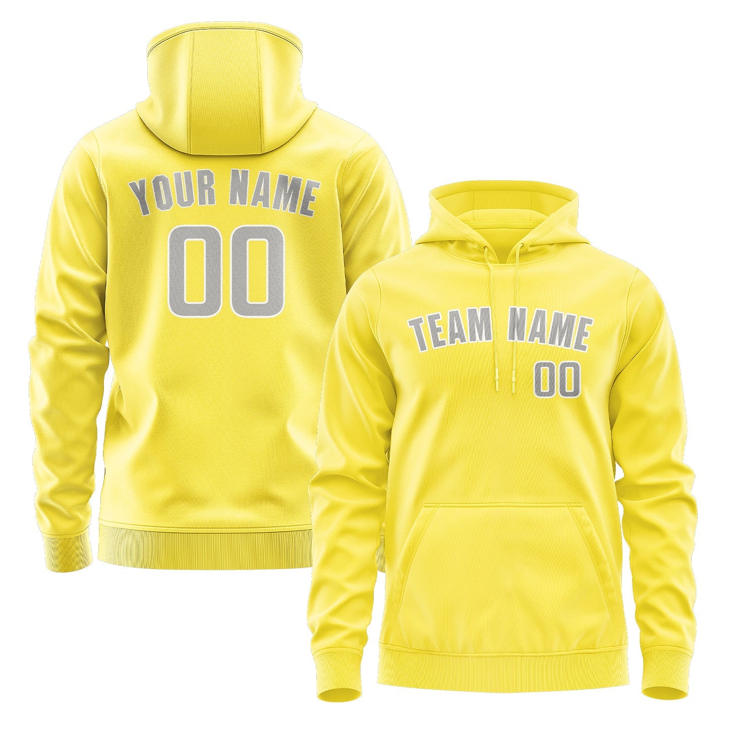 Sweat à capuche personnalisé jaune clair et gris 