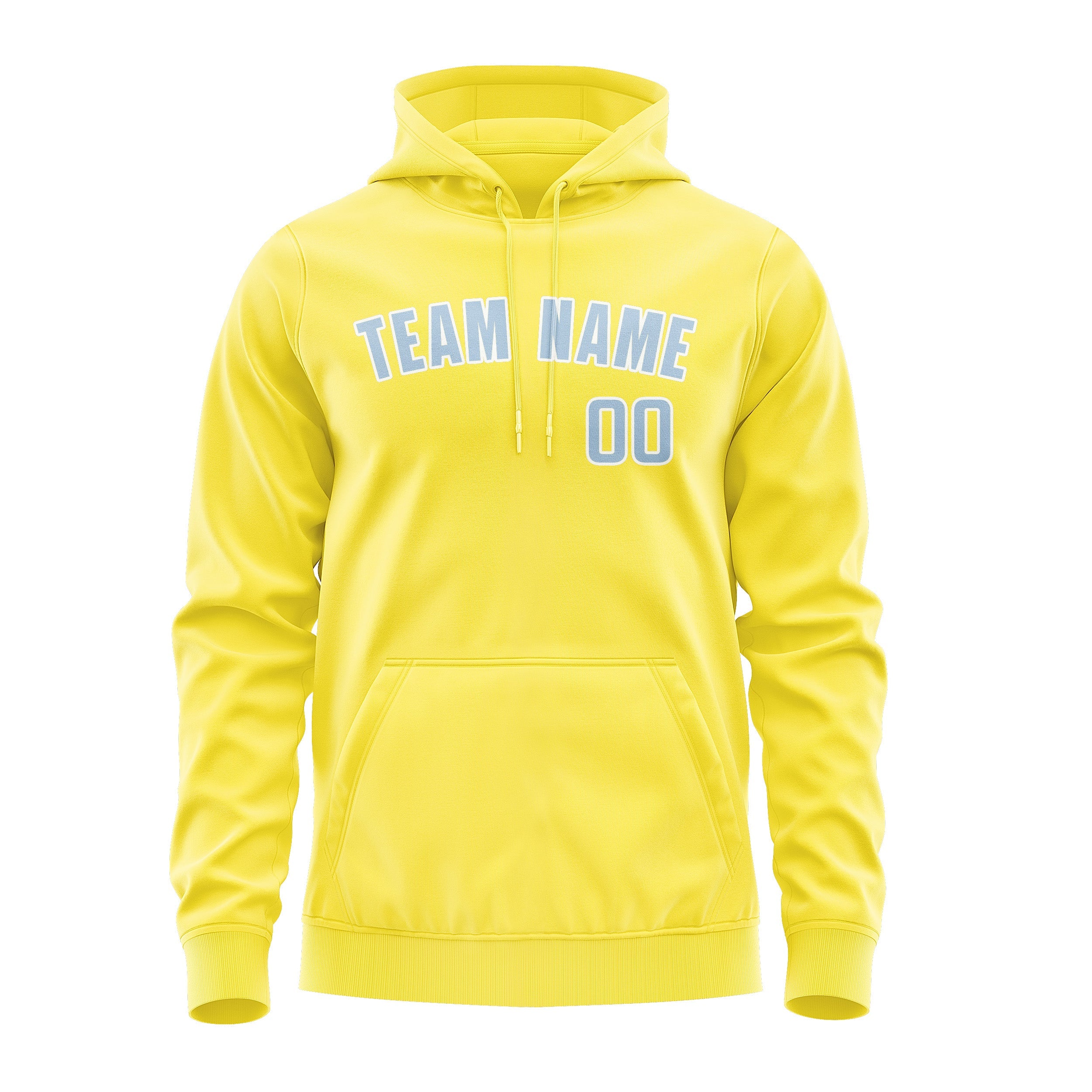 Sweat à capuche personnalisé jaune clair et bleu clair 
