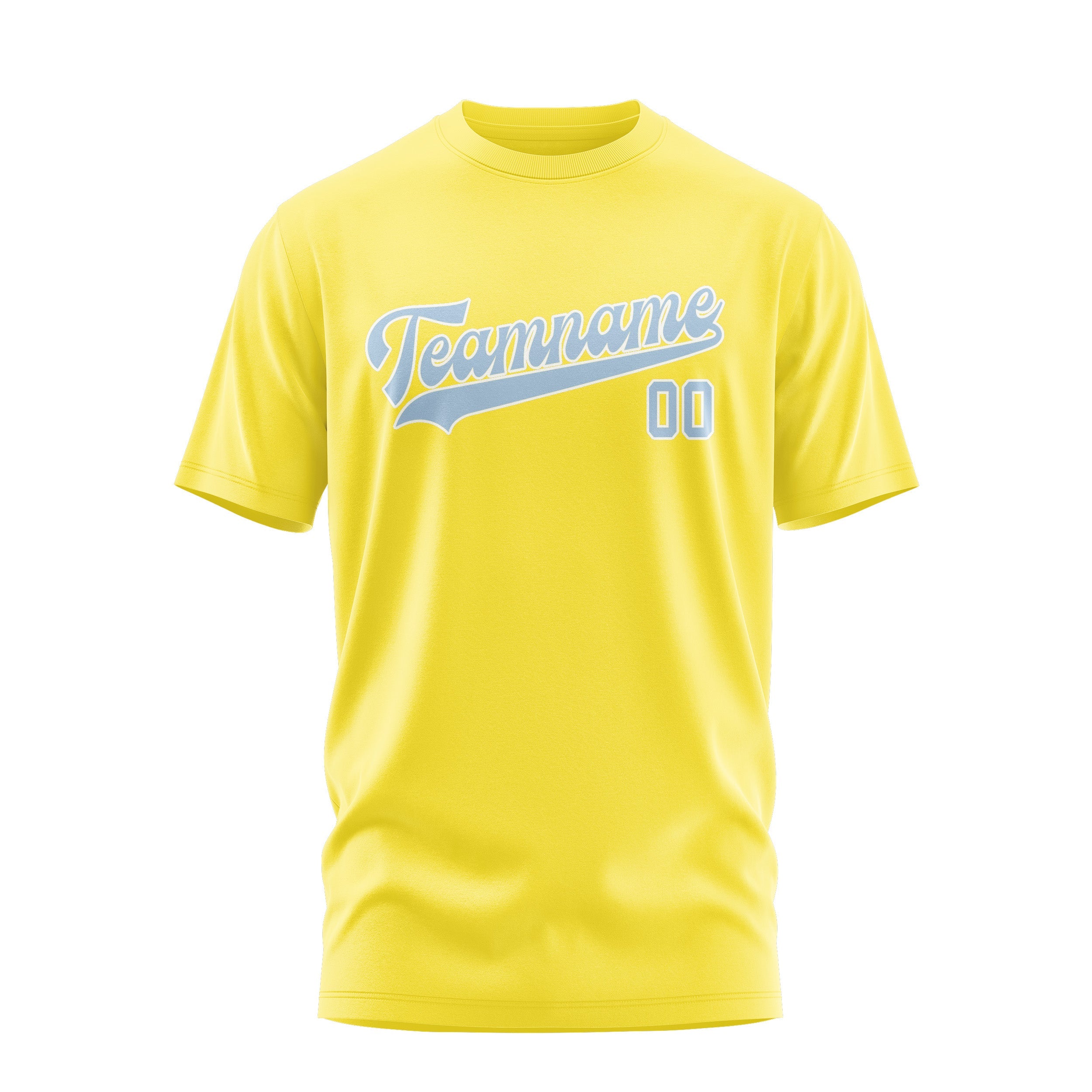 T-shirt personnalisé jaune clair et bleu clair