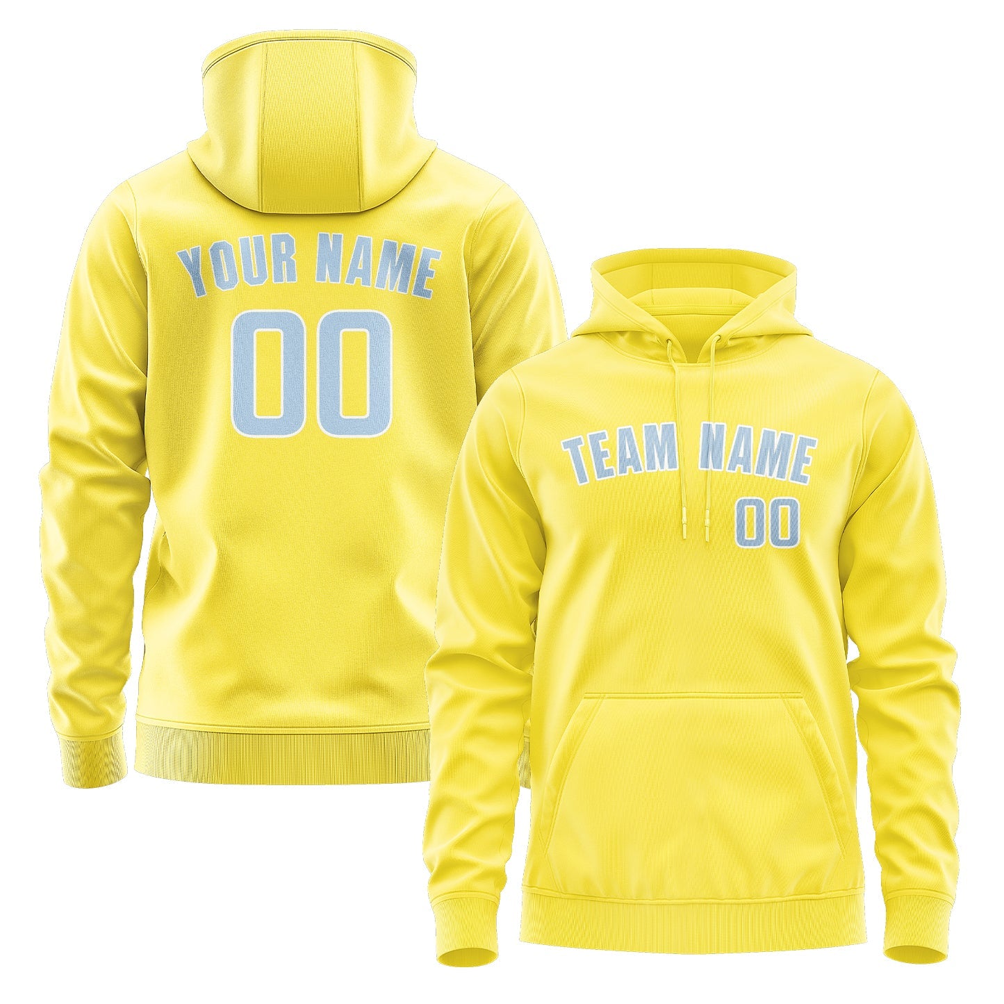 Sweat à capuche personnalisé jaune clair et bleu clair 