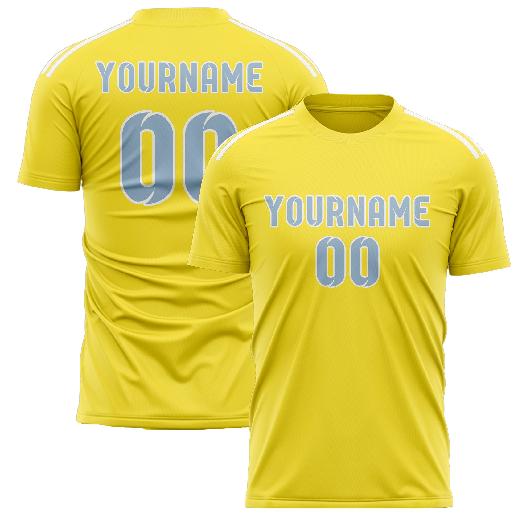 Maillot de football personnalisé jaune clair et bleu clair
