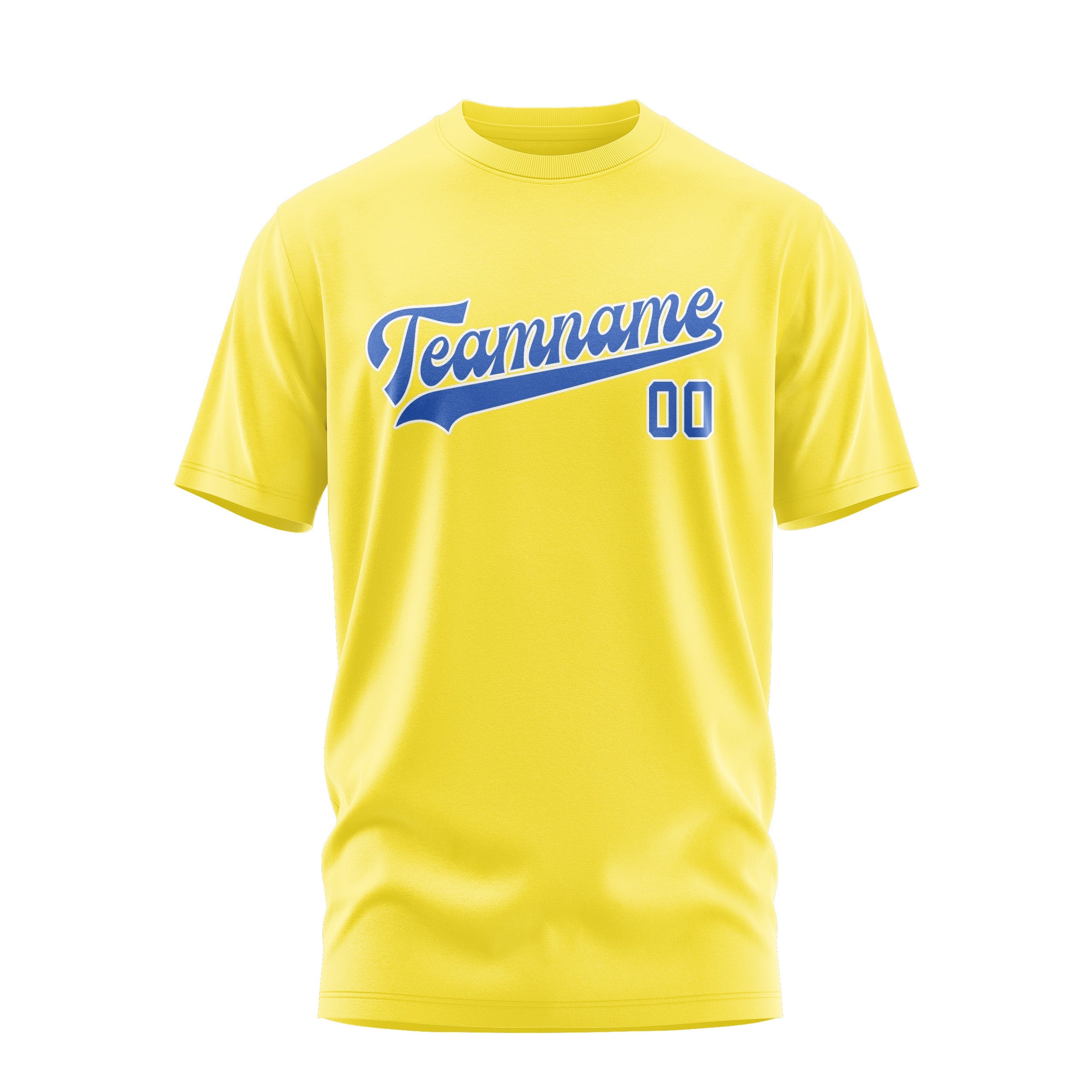 T-shirt personnalisé jaune clair et bleu ciel