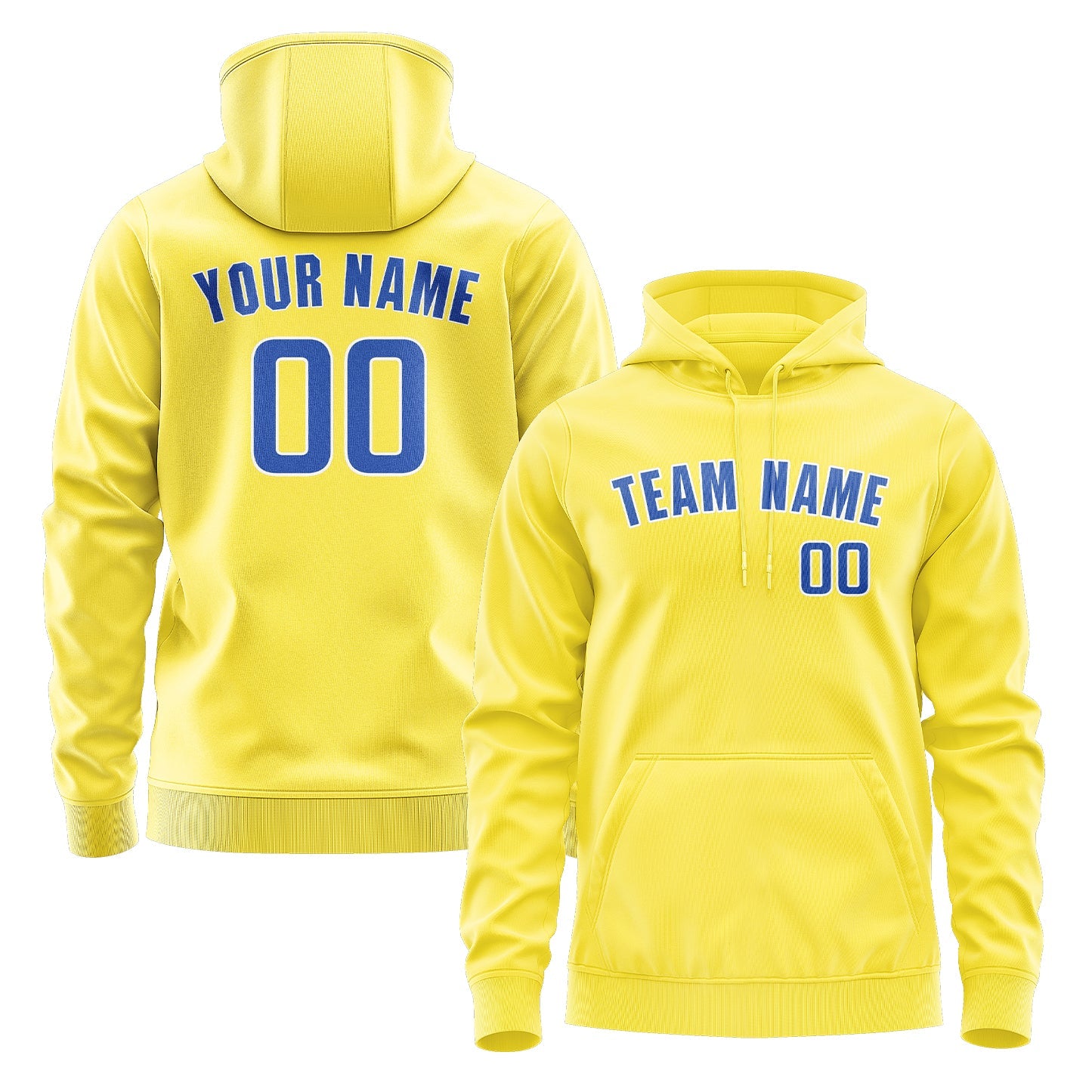Sweat à capuche personnalisé jaune clair et bleu ciel 