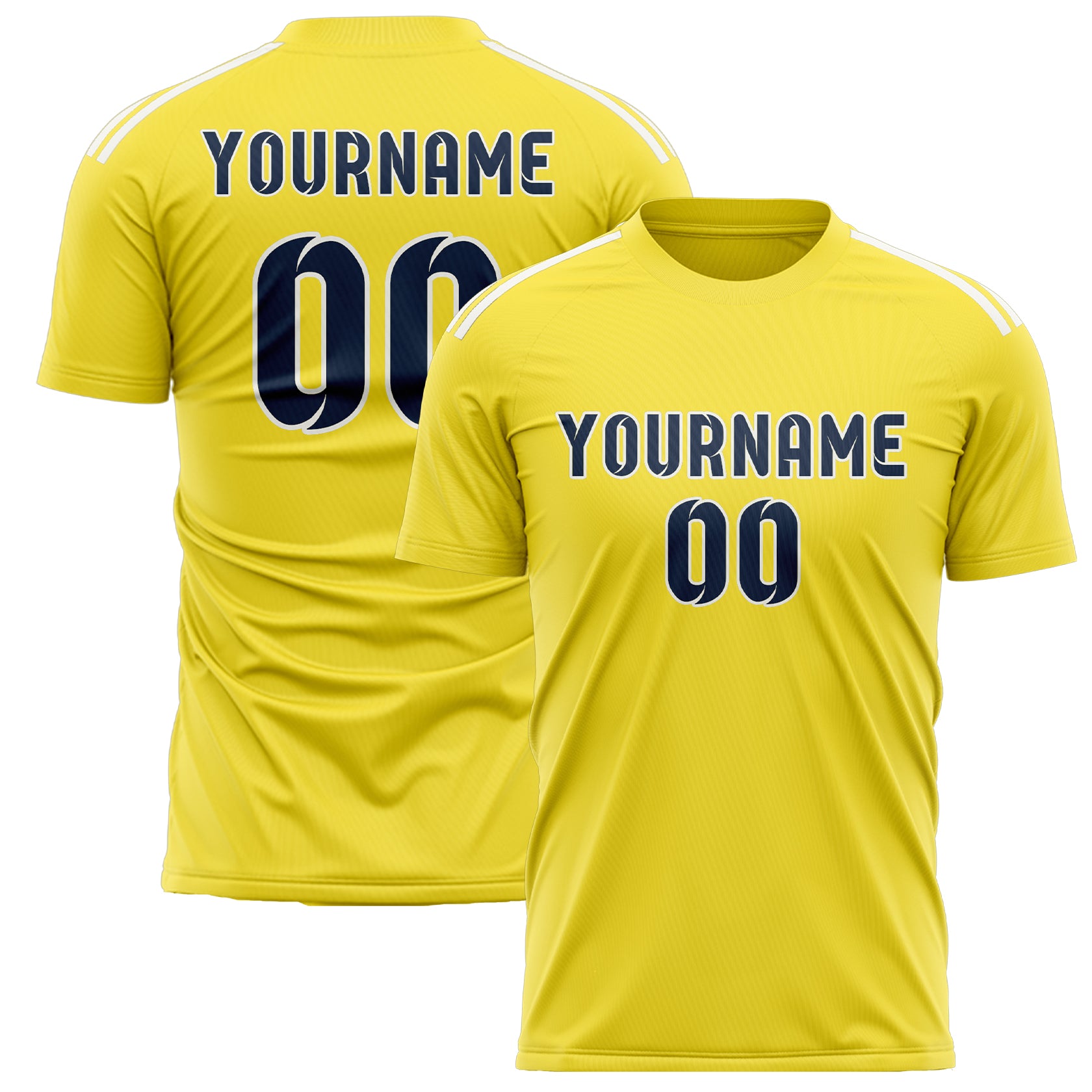 Maillot de football personnalisé jaune clair et bleu