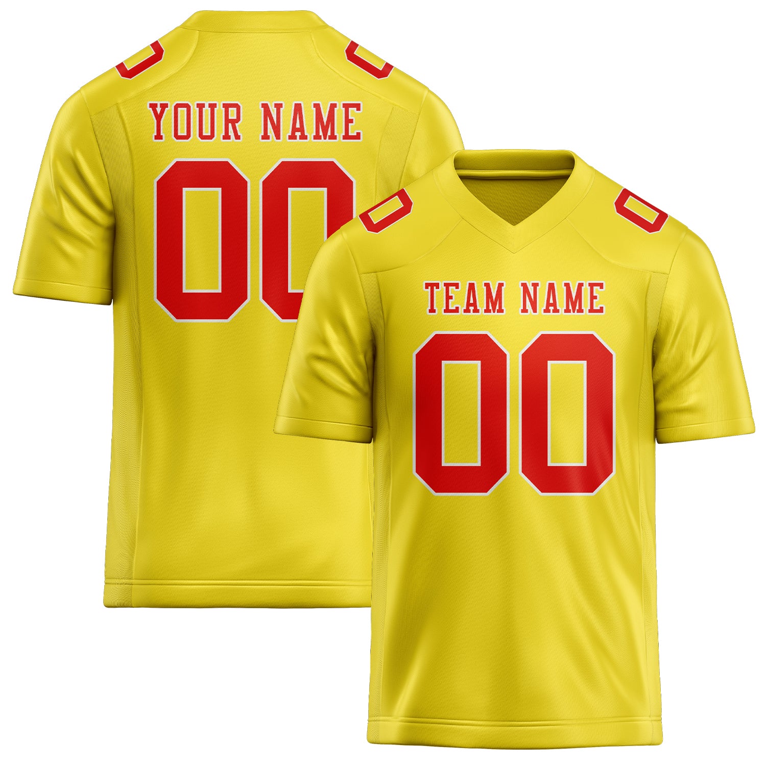 Maillot de football personnalisé jaune clair, orange et rouge