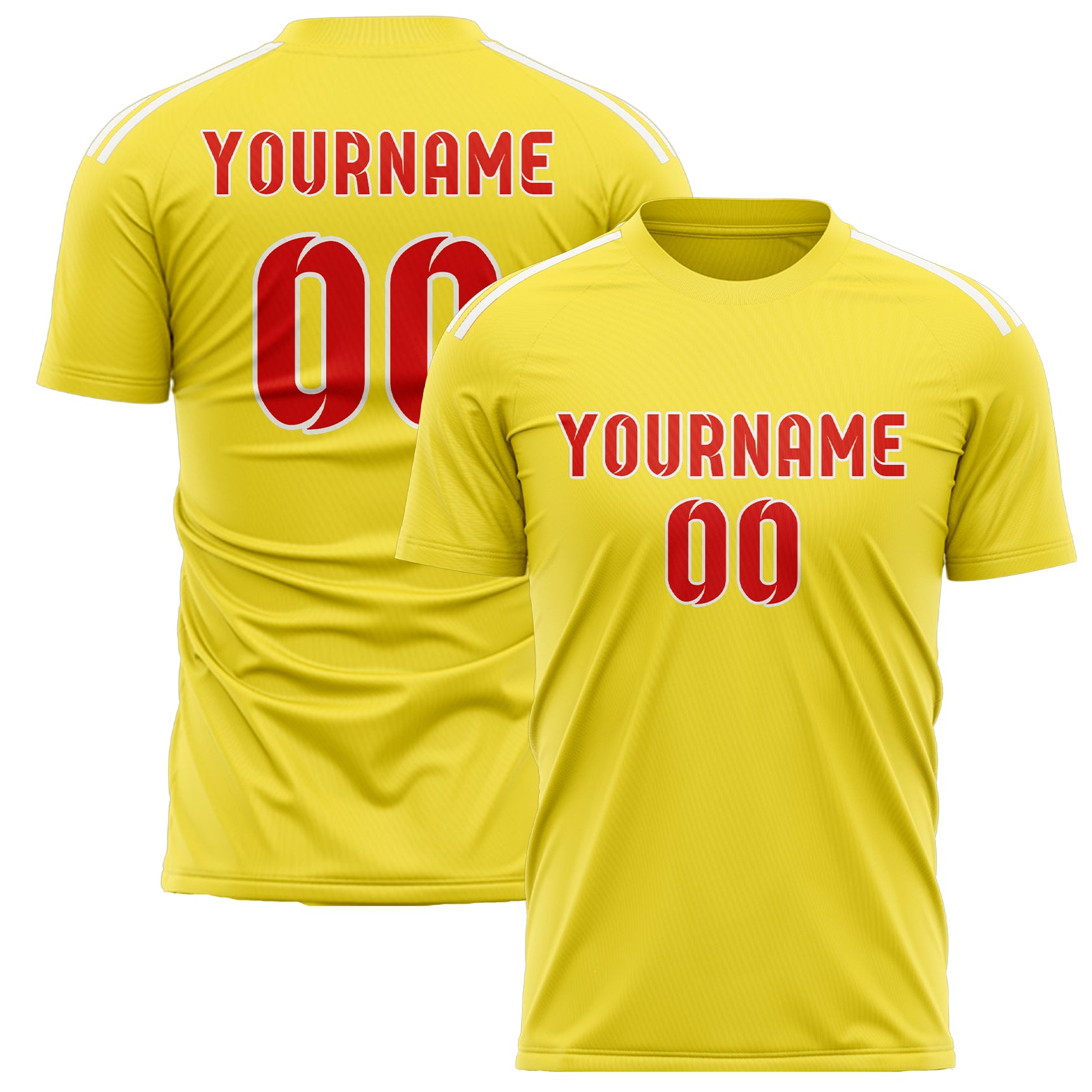 Maillot de football personnalisé jaune clair, orange et rouge