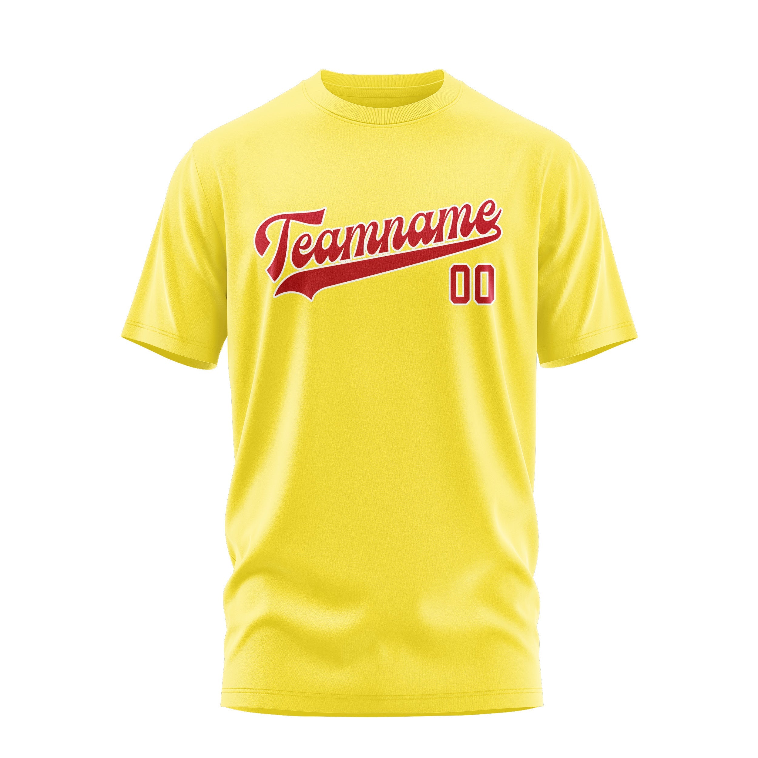 T-shirt personnalisé jaune clair et rouge