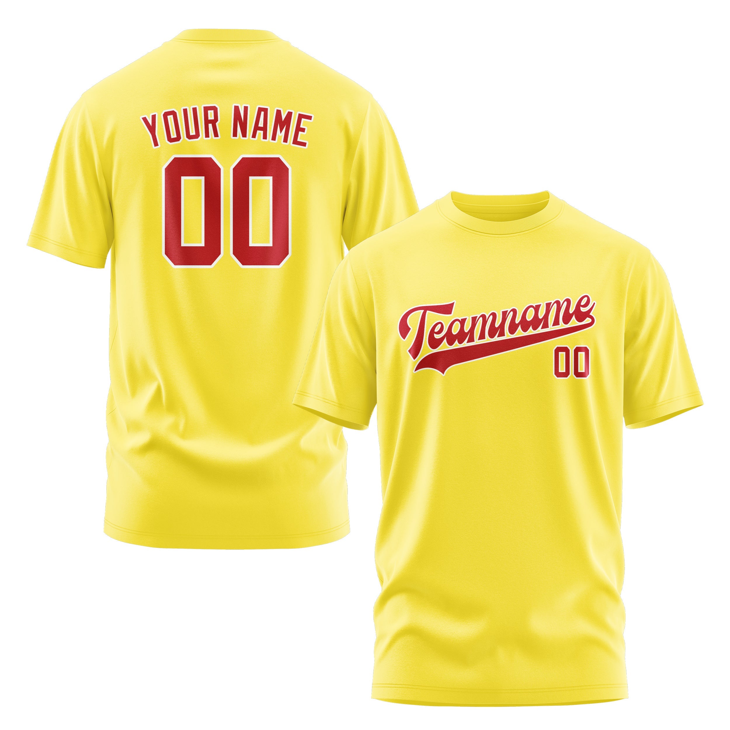 T-shirt personnalisé jaune clair et rouge
