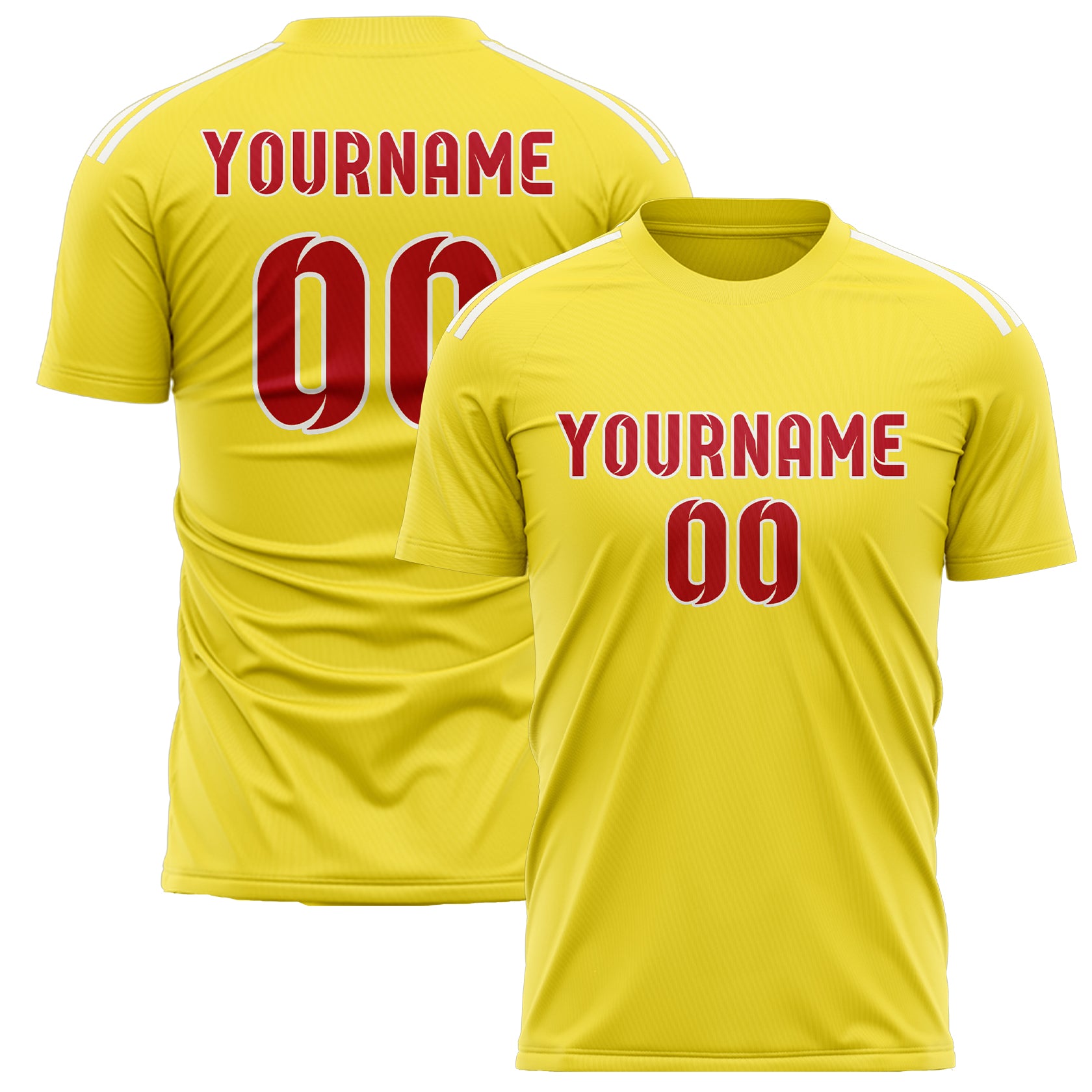 Maillot de football personnalisé jaune clair et rouge