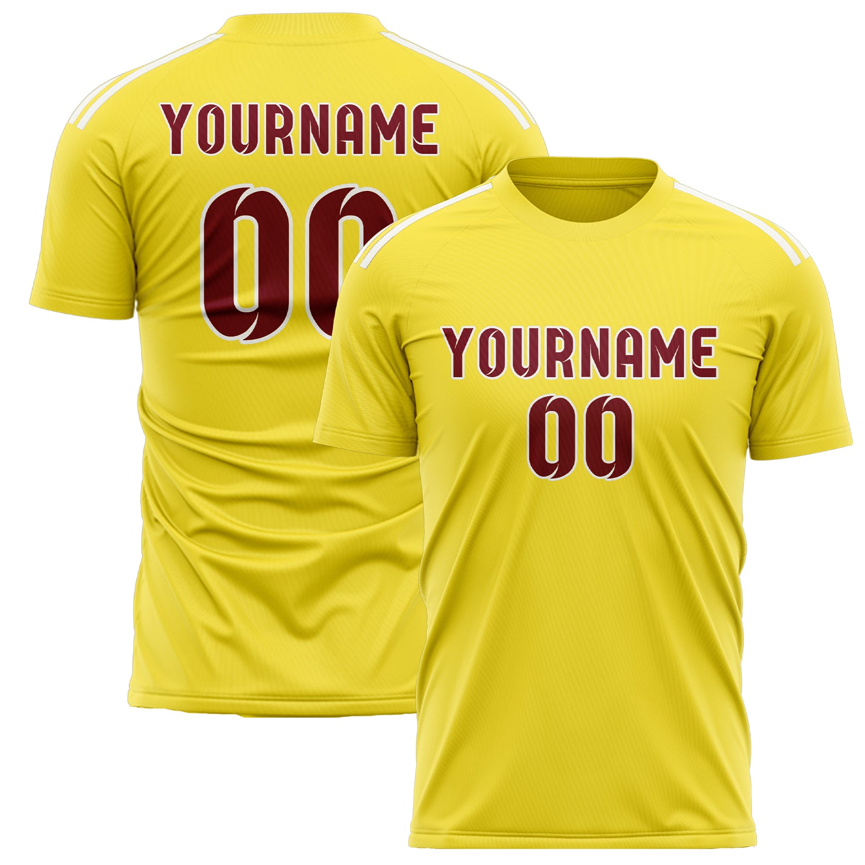Maillot de football personnalisé jaune clair et rouge cramoisi
