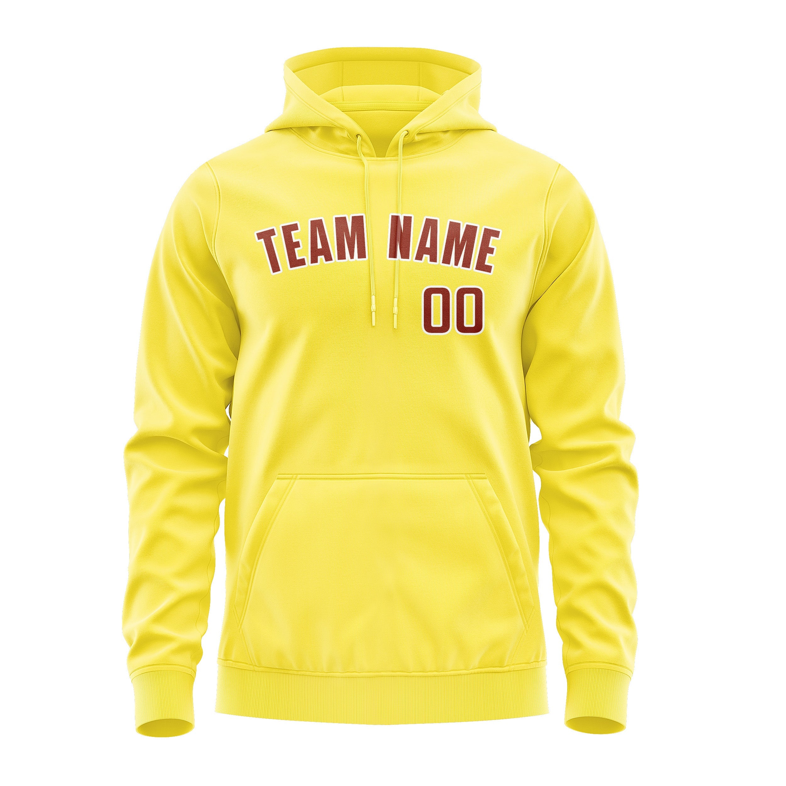 Sweat à capuche personnalisé jaune clair corail rouge 