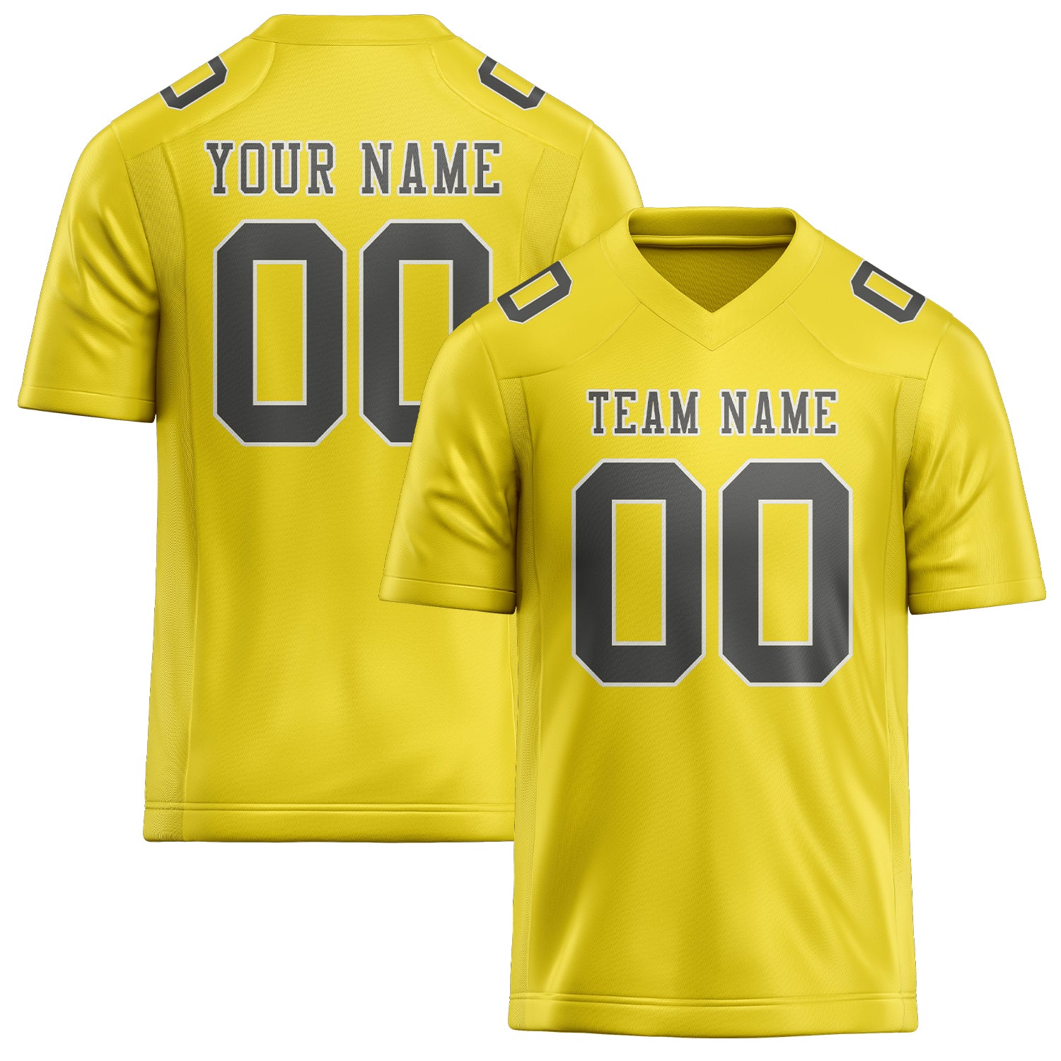 Maillot de football personnalisé jaune clair et gris foncé