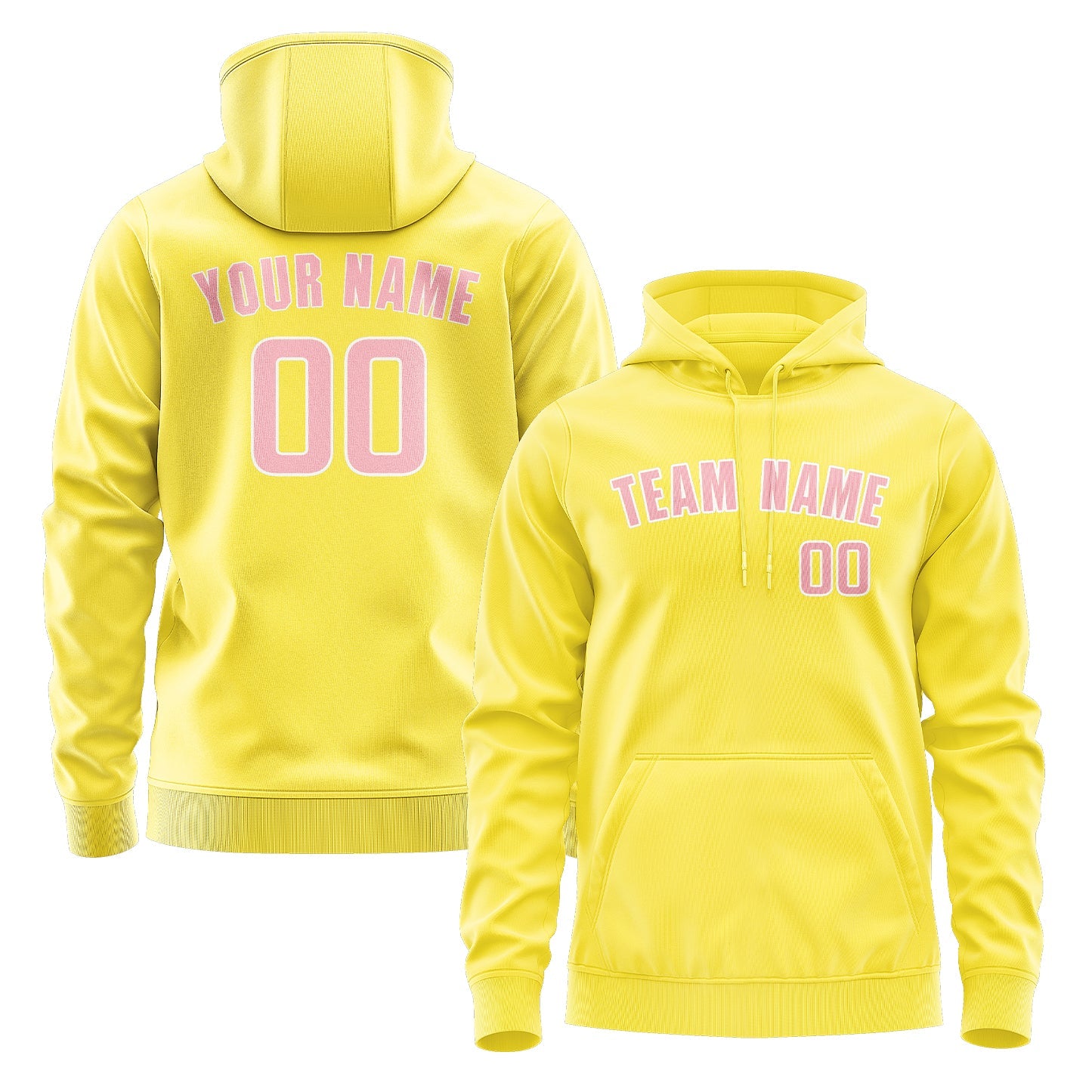 Sweat à capuche personnalisé jaune clair et rose clair 
