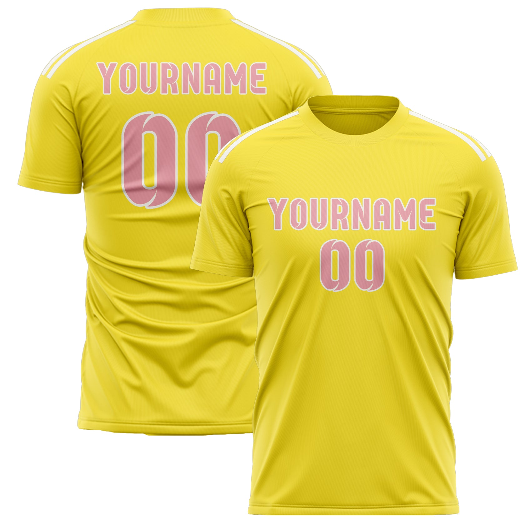 Maillot de football personnalisé jaune clair et rose clair
