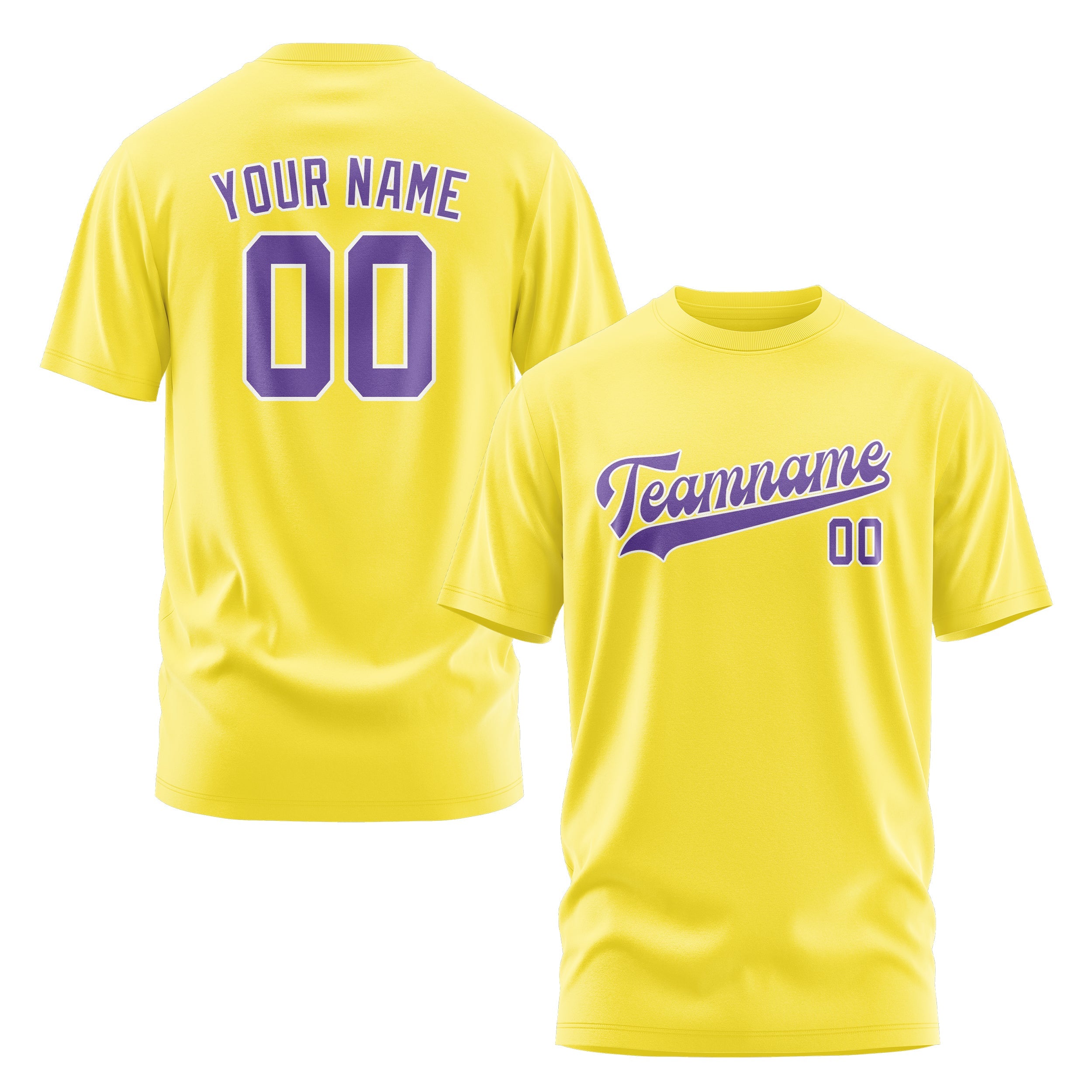 T-shirt personnalisé jaune clair et violet clair