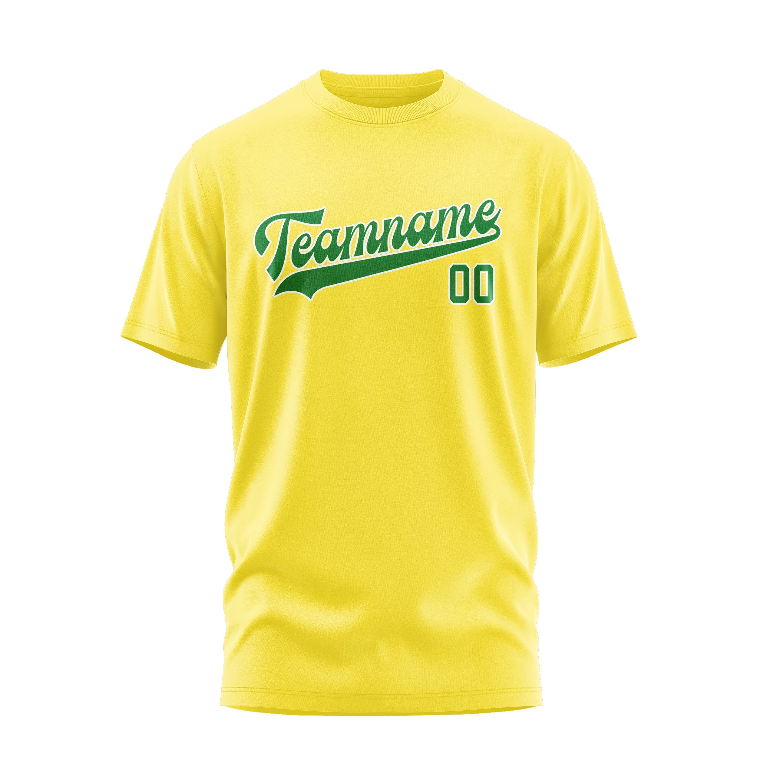 T-shirt personnalisé jaune clair et vert émeraude